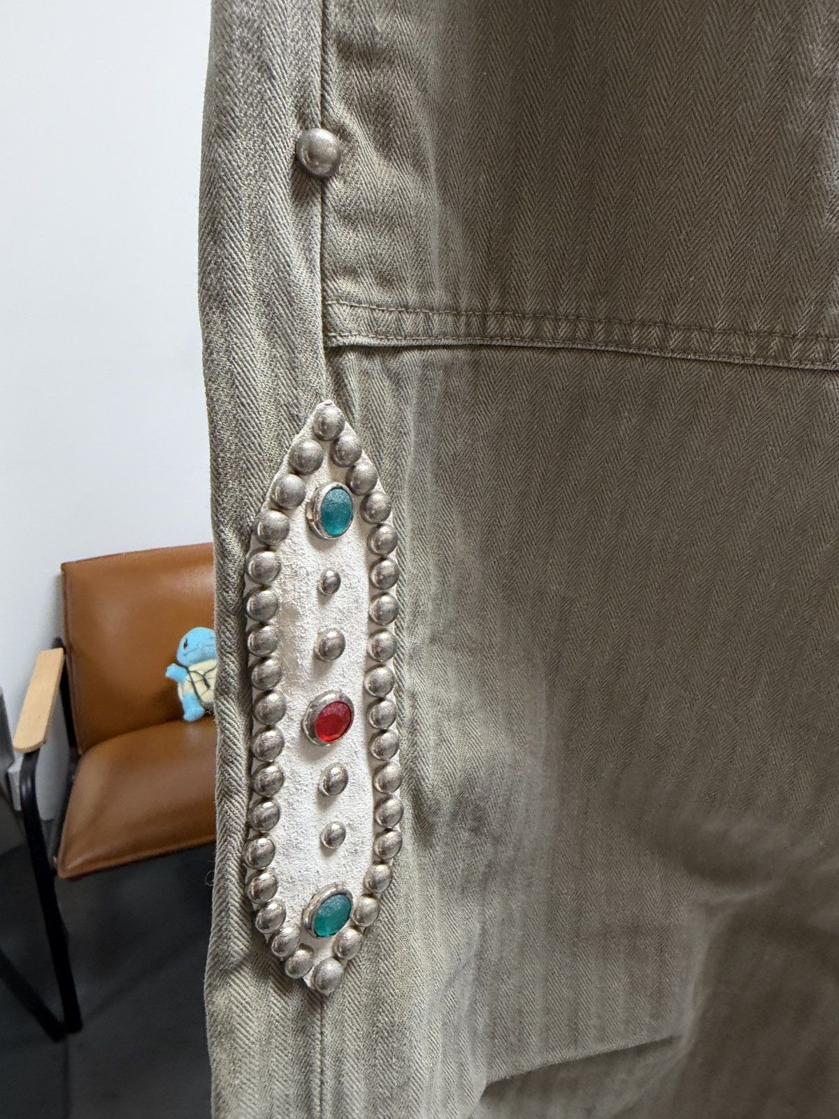 Kapital Kountry Kapital Sulfur Straight-Leg Embellished Herringbone Trousers Size US 30 / EU 46 - 3 Thumbnail