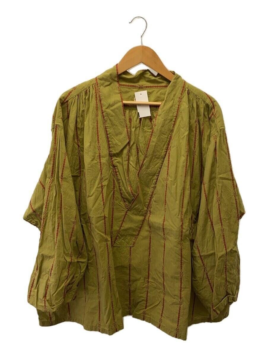 Image of Kapital Striped Shirt in Yellow Green, Men's (Size 2XL)