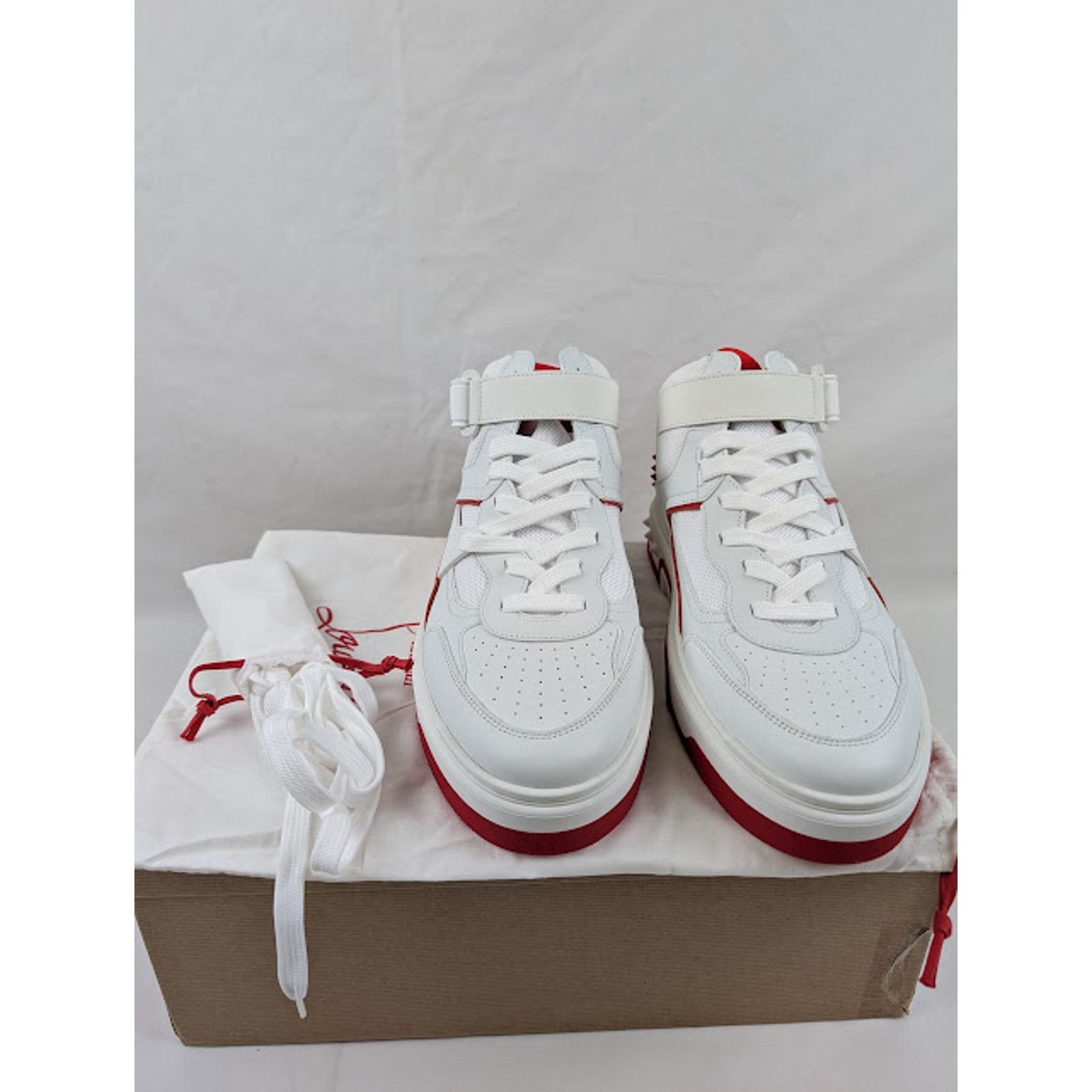 Christian Louboutin o1rshd1 Astroloubi Mid Flat Sneakers in White/Loubi Size US 10.5 / EU 43-44 - 5 Thumbnail