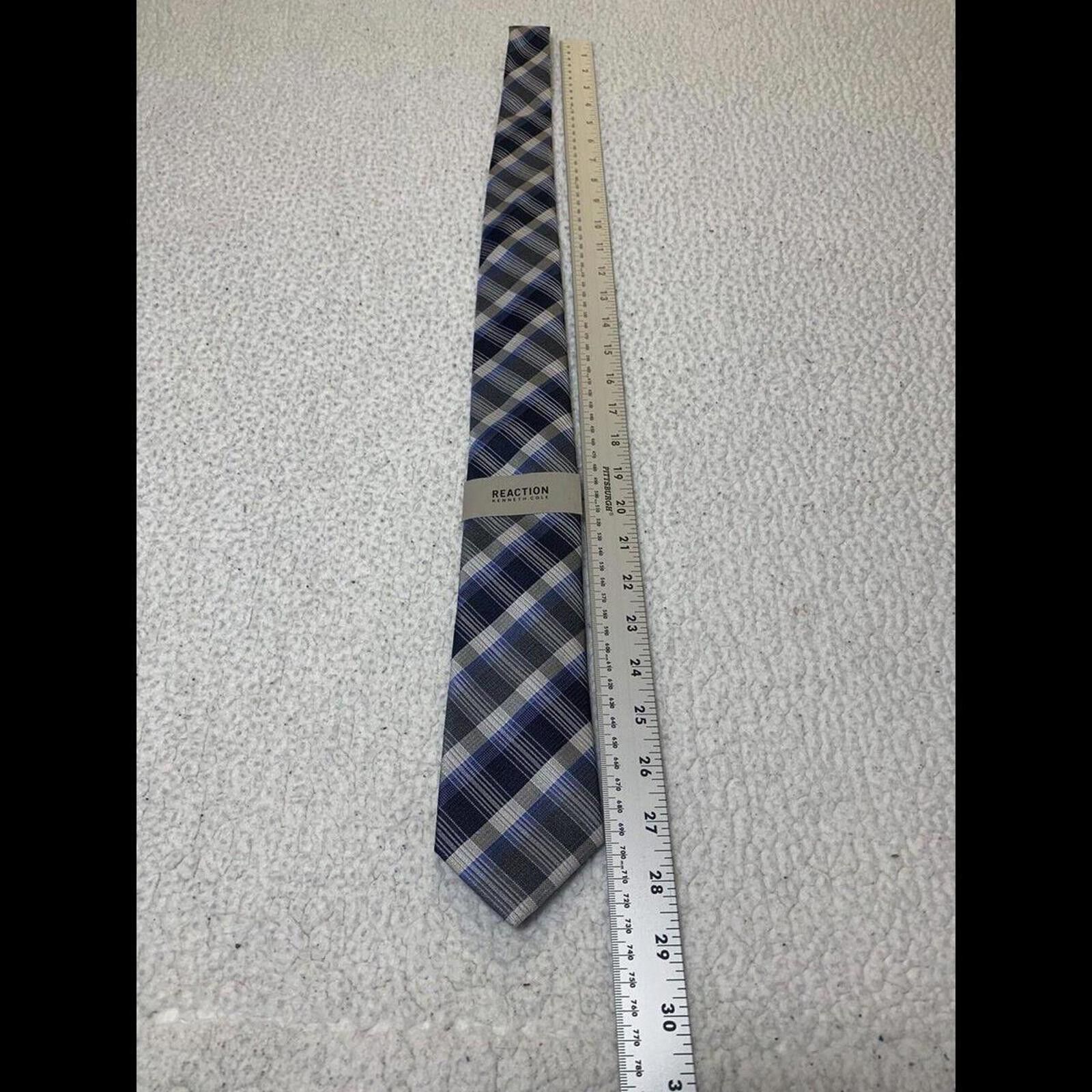 Other Kenneth Cole Reaction Blue Plaid Necktie Silk Tie Size ONE SIZE - 3 Thumbnail