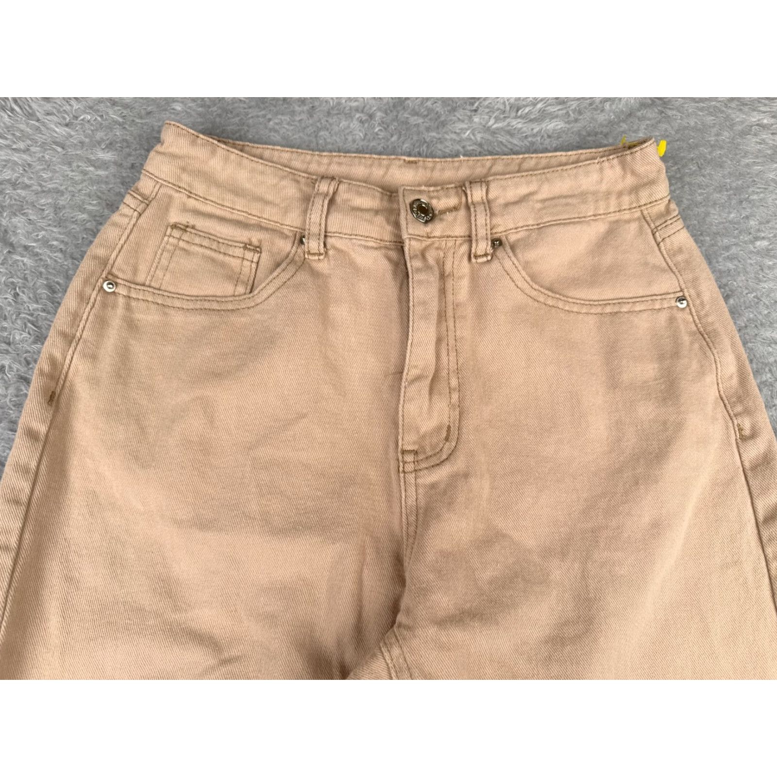 Shein Shein Jeans Womens 2 Beige Denim Wide Leg High Rise 100% Cotton 26x28 Size 26" / US 2 / IT 38 - 4 Thumbnail