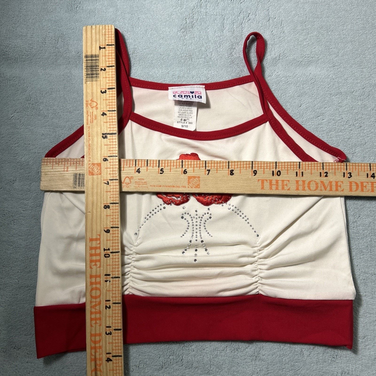 Lululemon Vintage Paper Tag String Tank Top Girls 9 Roses Rhinestones Size L / US 10 / IT 46 - 7 Thumbnail