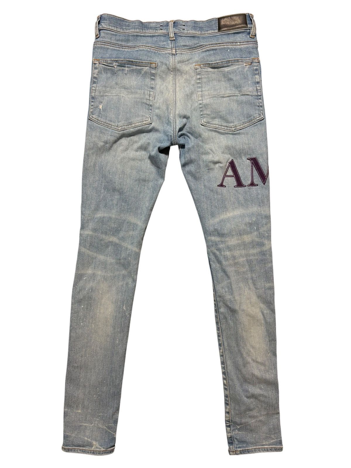 Amiri Amiri Mx1 Light Wash Serif Logo Purple Patch Jeans - Size 34 Size US 34 / EU 50 - 2 Thumbnail