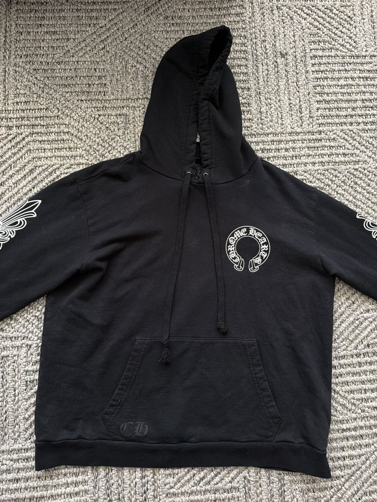 Chrome Hearts Chrome Hearts Black Pullover Horseshoe Floral Hoodie