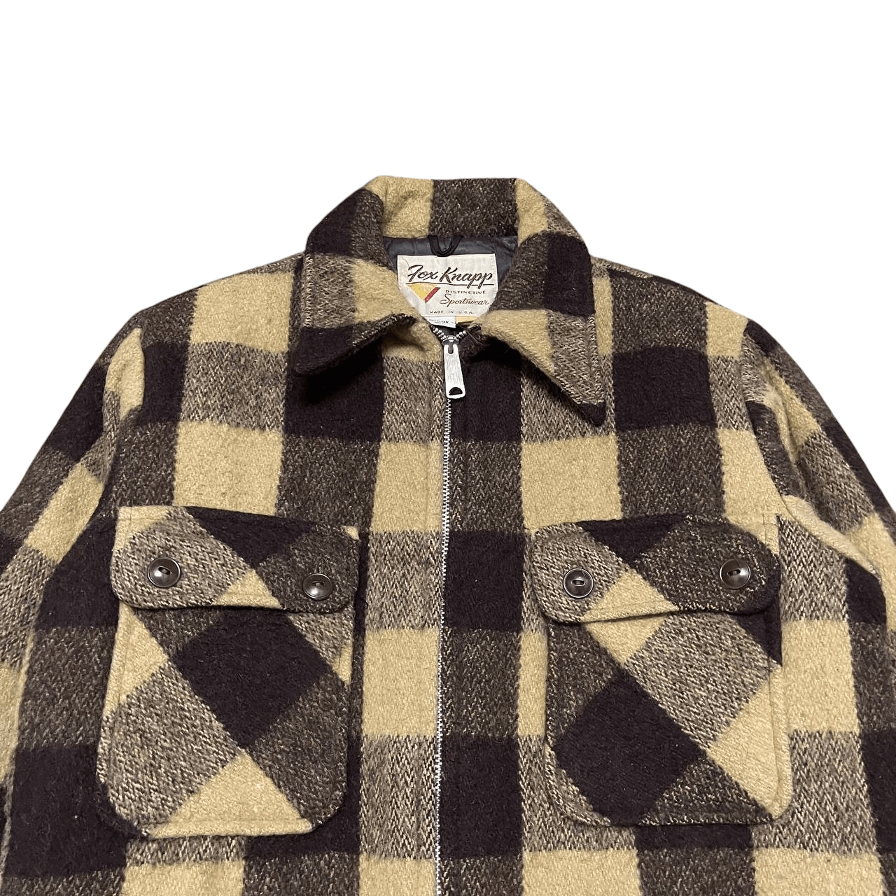 Sears Vintage 60's Fox Knapp Plaid Wool Zipper Jacket Size US S / EU 44-46 / 1 - 2 Thumbnail