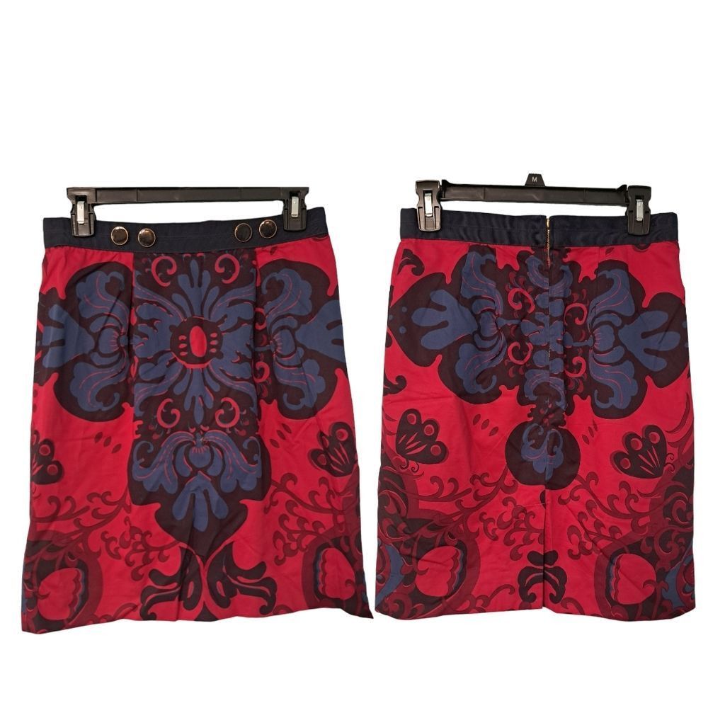 Other Leifsdottir Floral Butterfly Print Midi Straight Skirt Anthropologie Size 2 Pink Size 26" / US 2 / IT 38 - 2 Thumbnail