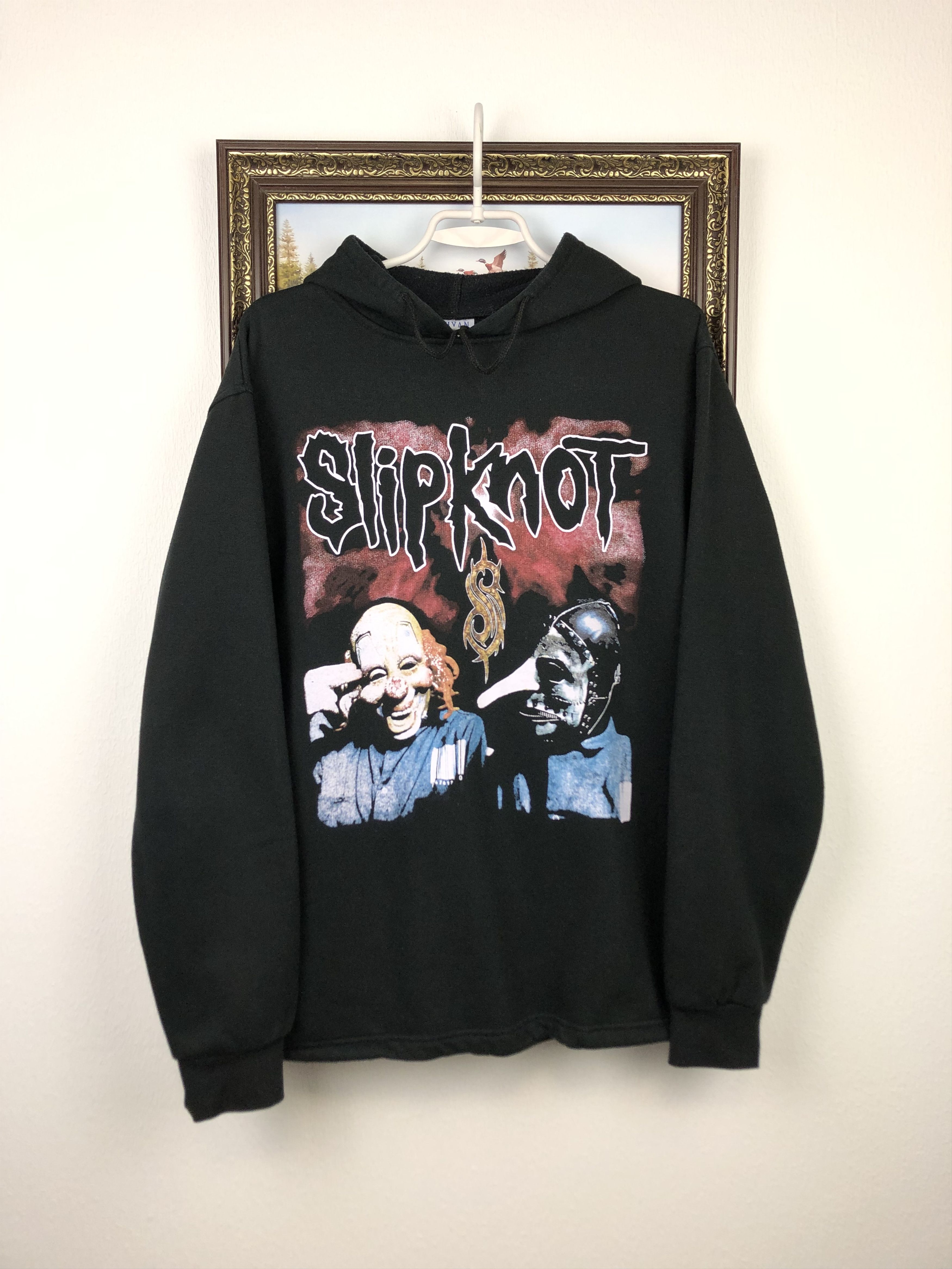 Vintage Slipknot Band Hoodie Jacket Black Over Print Iowa