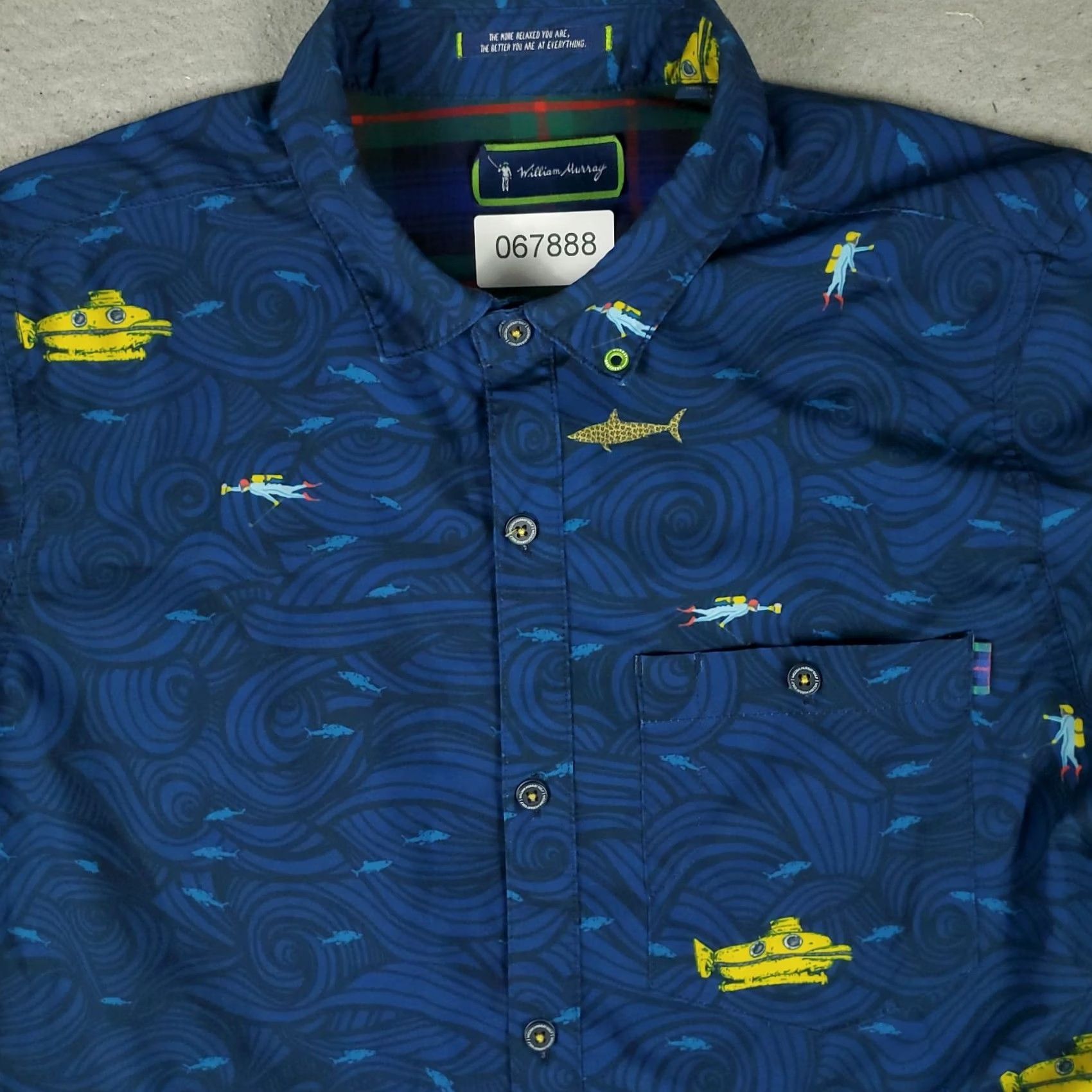 Vintage William Murray Shirt Mens Small Blue Shark Print Golf Button-Up Stretch Size US S / EU 44-46 / 1 - 2 Thumbnail