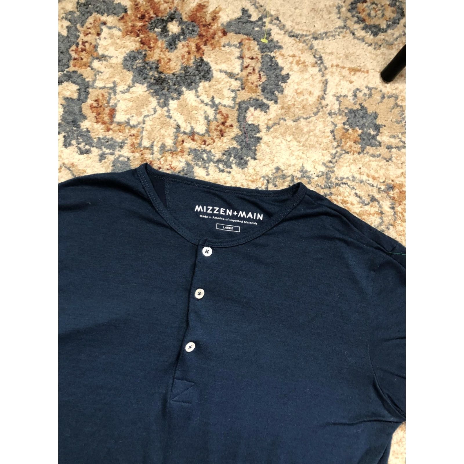 Mizzen+Main Mizzen+Main Henley Shirt Mens Large Blue Short Sleeve Tagless Casual Knit T-Shirt Size US L / EU 52-54 / 3 - 6 Thumbnail