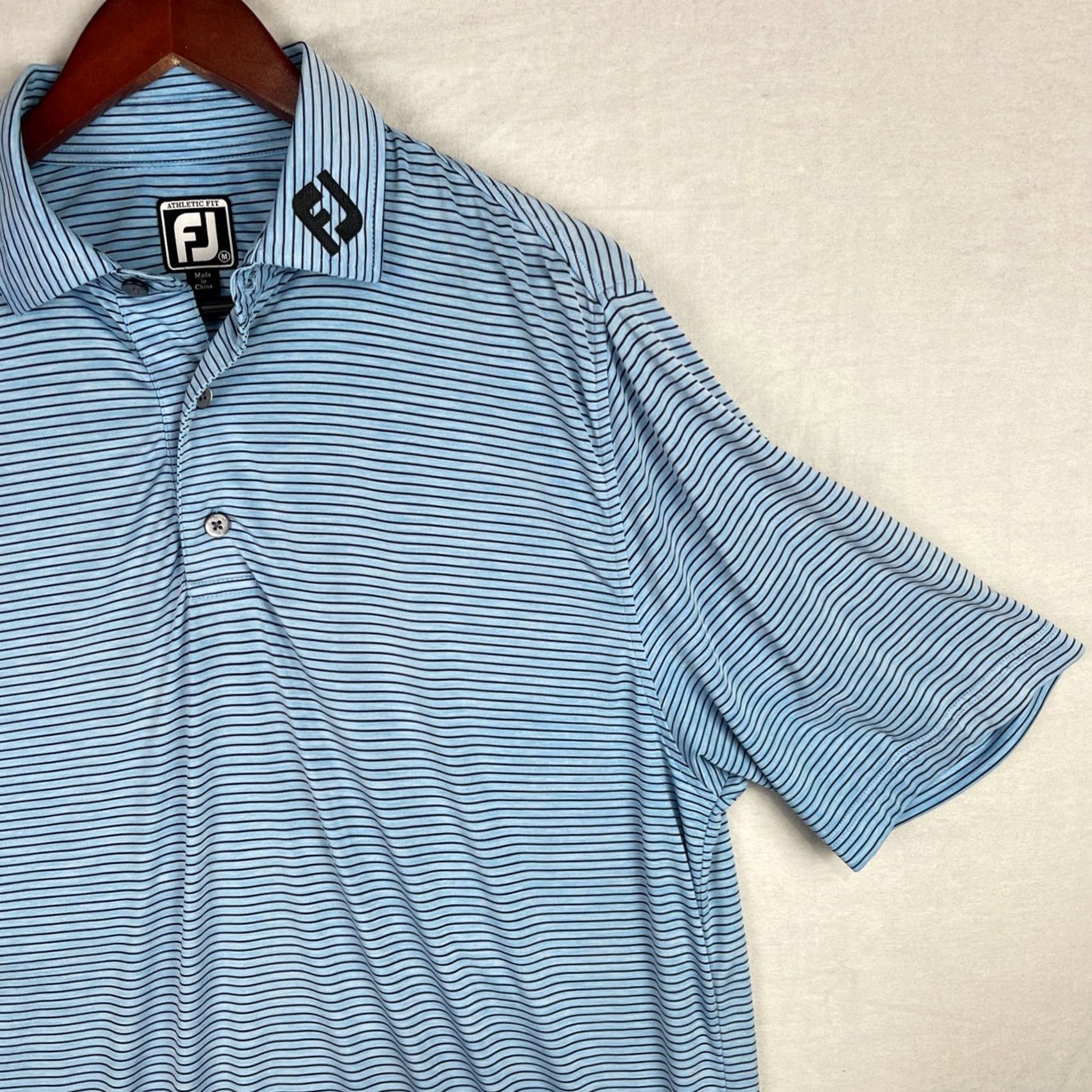 Footjoy FootJoy Polo Shirt Mens Medium Blue Striped Golf Athletic Fit Shirt Size US M / EU 48-50 / 2 - 3 Thumbnail