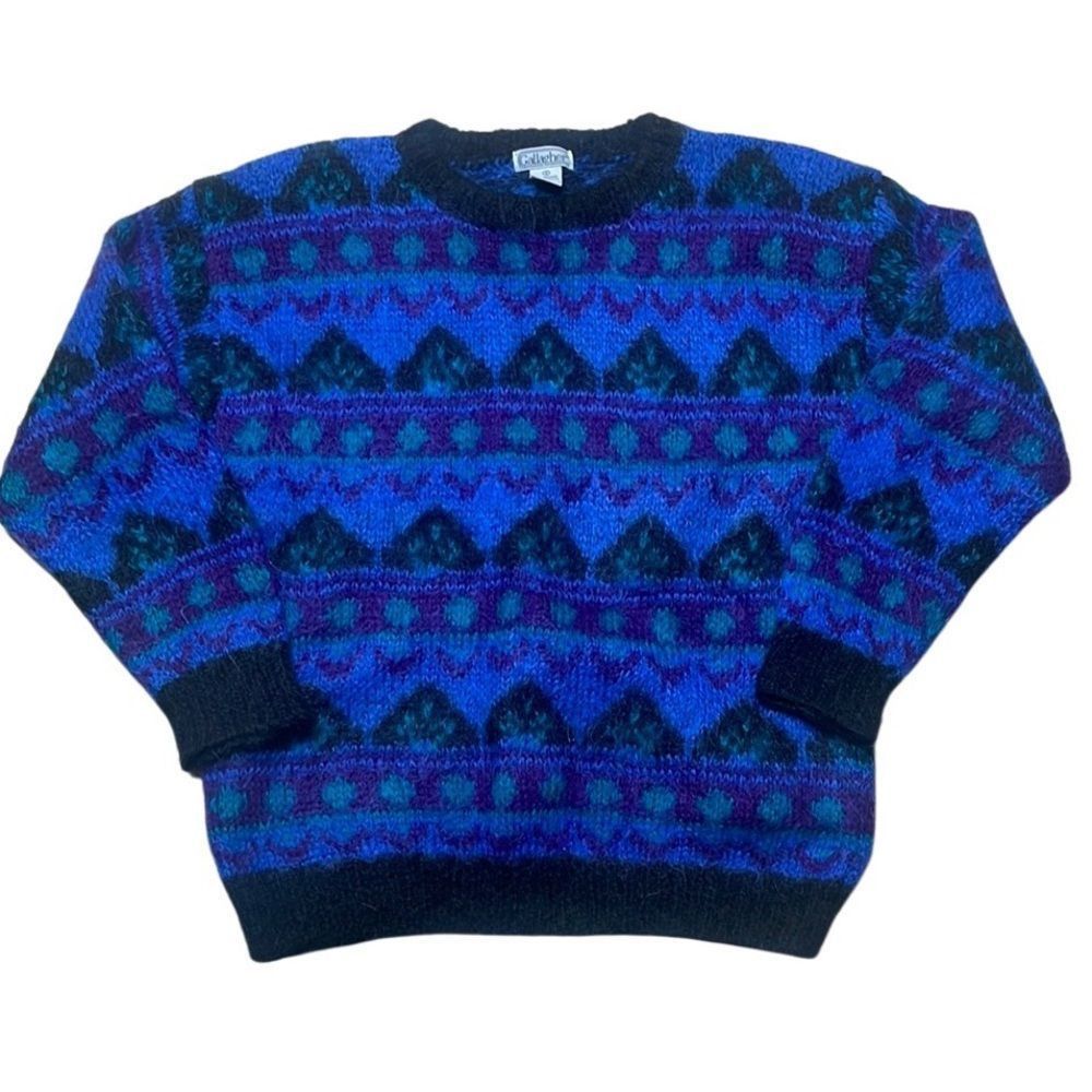 Vintage 80s Vintage Gallagher Crewneck Blue and Black Patterned Moha Size US S / EU 44-46 / 1 - 2 Thumbnail