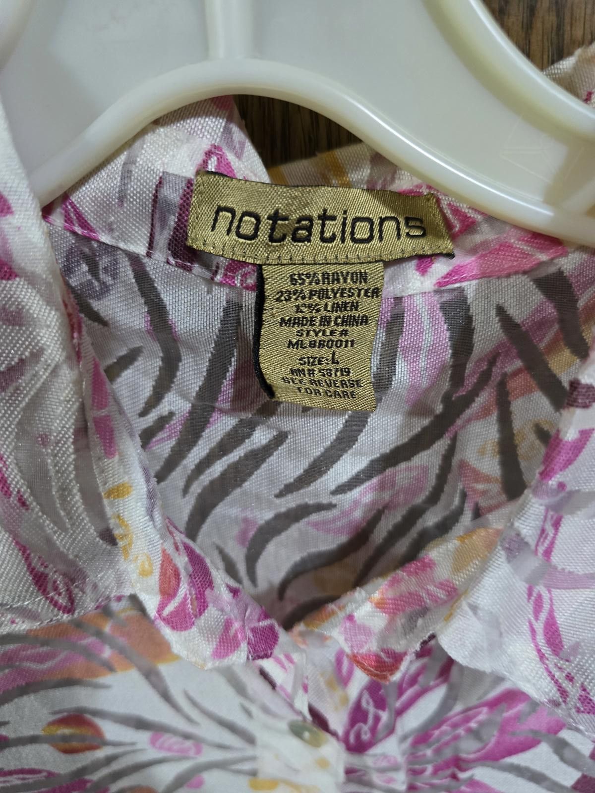 Industry of All Nations Notations Pink Floral Sheer Lacey Blouse Size L / US 10 / IT 46 - 3 Thumbnail