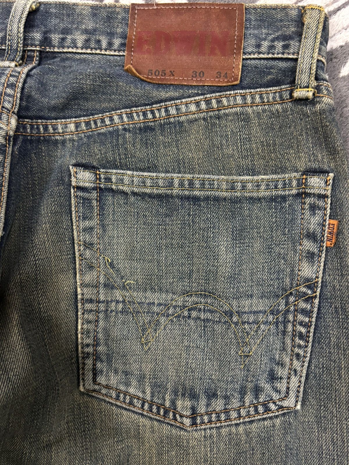 Edwin Vintage Edwin 505X Selvedge Mud Wash Baggy Frayed Leg Jeans Size US 30 / EU 46 - 13 Thumbnail