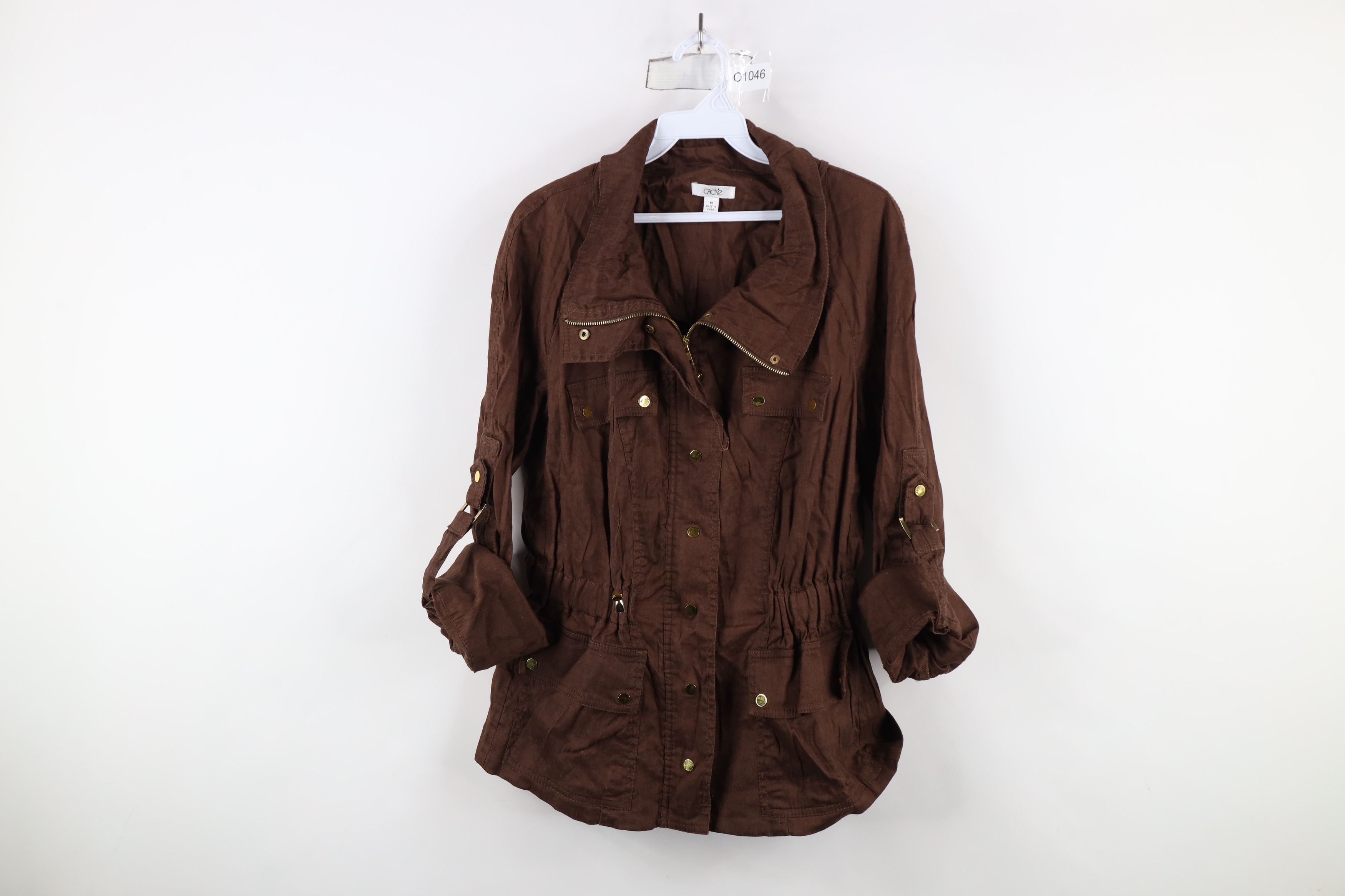 Vintage Vintage 90s Cache Roll Sleeve Flared Jacket Brown Size M / US 6-8 / IT 42-44 - 4 Thumbnail