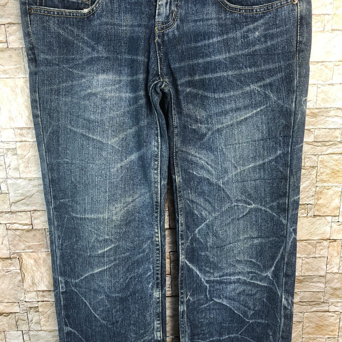 DL Nylaus Blue Double Waist streetwear Denim Pants #A116
