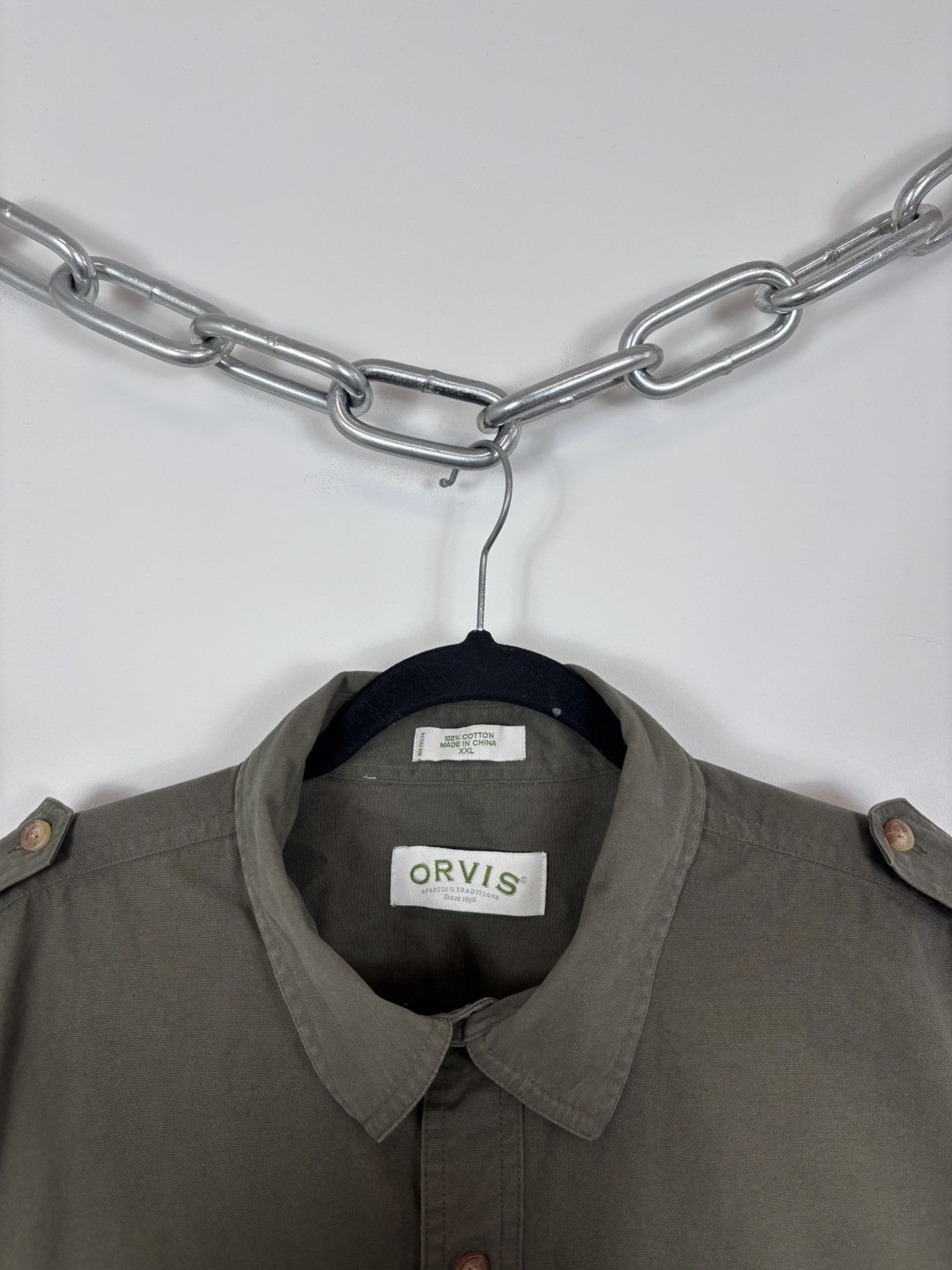 Orvis Vintage Orvis Bush Men’s Khaki Green Short Sleeve Shirt Size US XXL / EU 58 / 5 - 4 Thumbnail