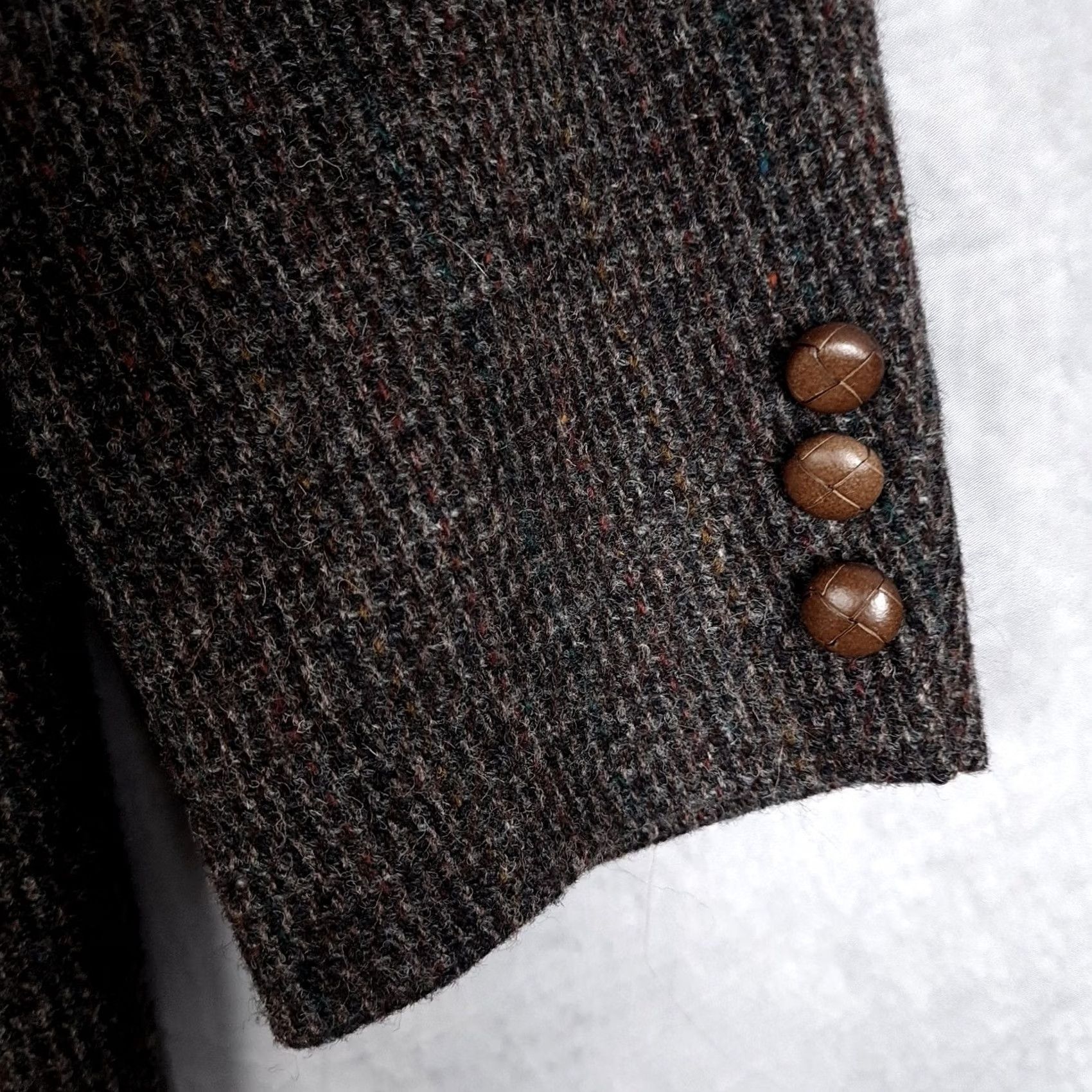 Harris Tweed VINTAGE Harris Tweed Blazer Mens 44 Gray Houndstooth Wool Sport Coat 80s Size 44R - 5 Thumbnail