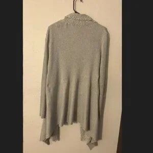 Other Anna Rose Light Gray Ribbed Open-Front Drape Cardigan Size L / US 10 / IT 46 - 4 Thumbnail