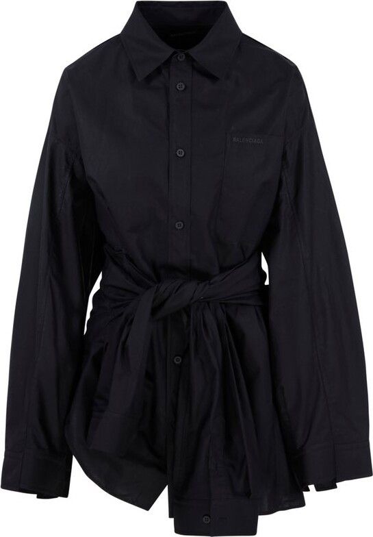 o1la1rc1a0425 Cut Up Shirt Large Fit Cotton Poplin in Black