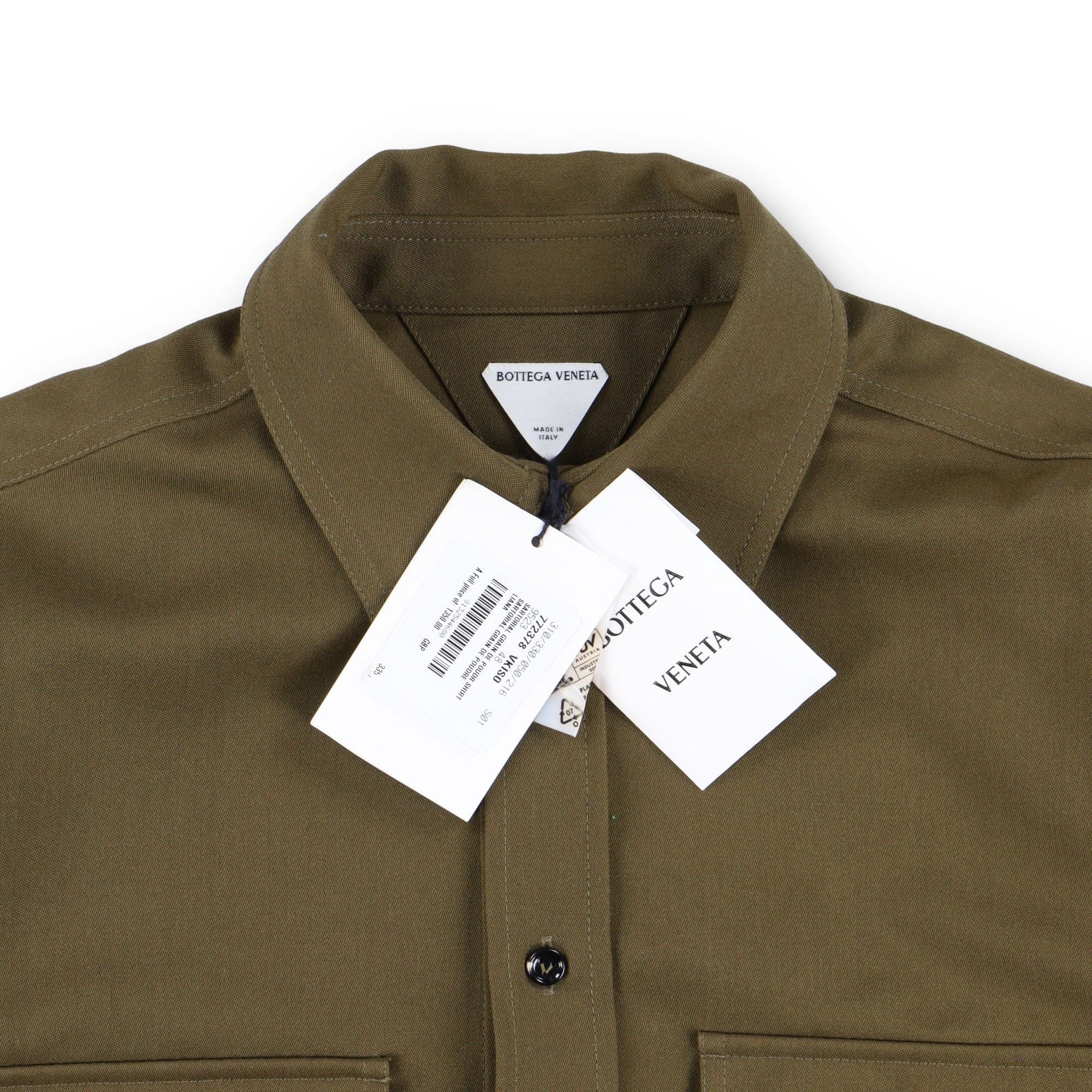 Bottega Veneta Green Grain de Poudre Wool Double Layer Overshirt Size US M / EU 48-50 / 2 - 8 Thumbnail
