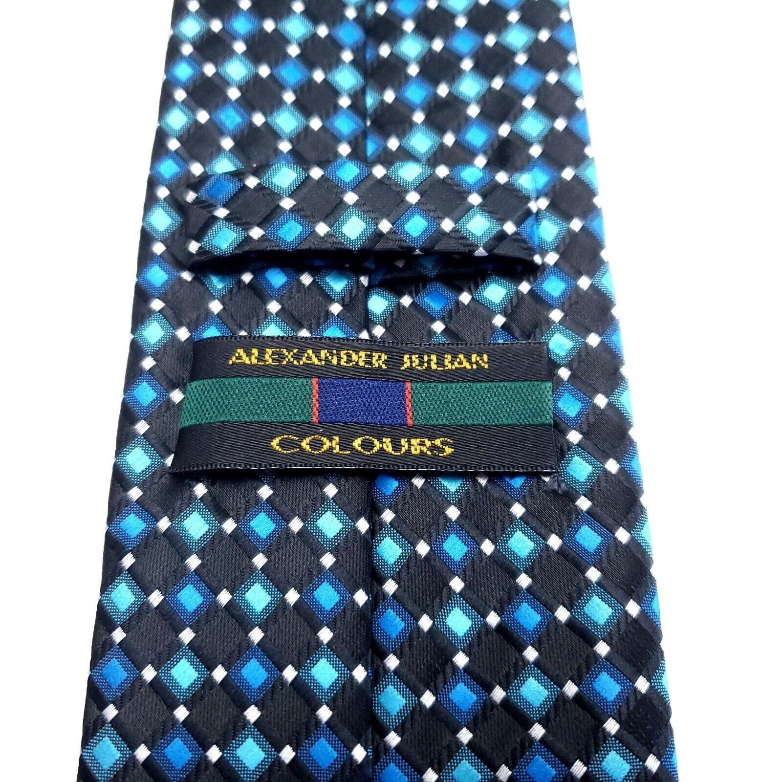 Alexander Julian Alexander Julian Colours Silk Tie Woven Black Teal Geometric Size ONE SIZE - 4 Thumbnail
