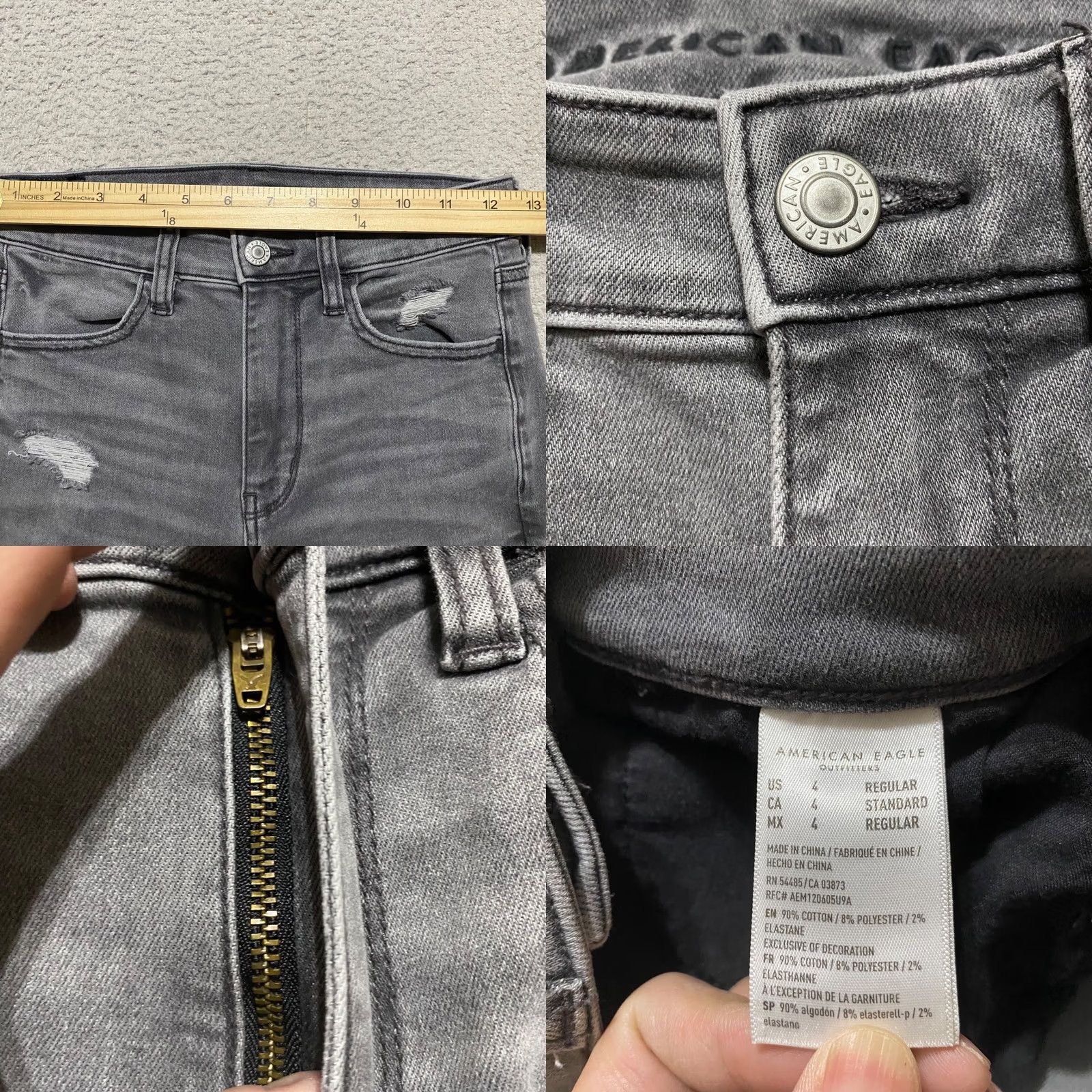 American Eagle Outfitters American Eagle Outfitters Jeans Womens 4 Gray High Rise Jegging Distressed Raw Hem Denim Size 27" / US 4 / IT 40 - 8 Thumbnail