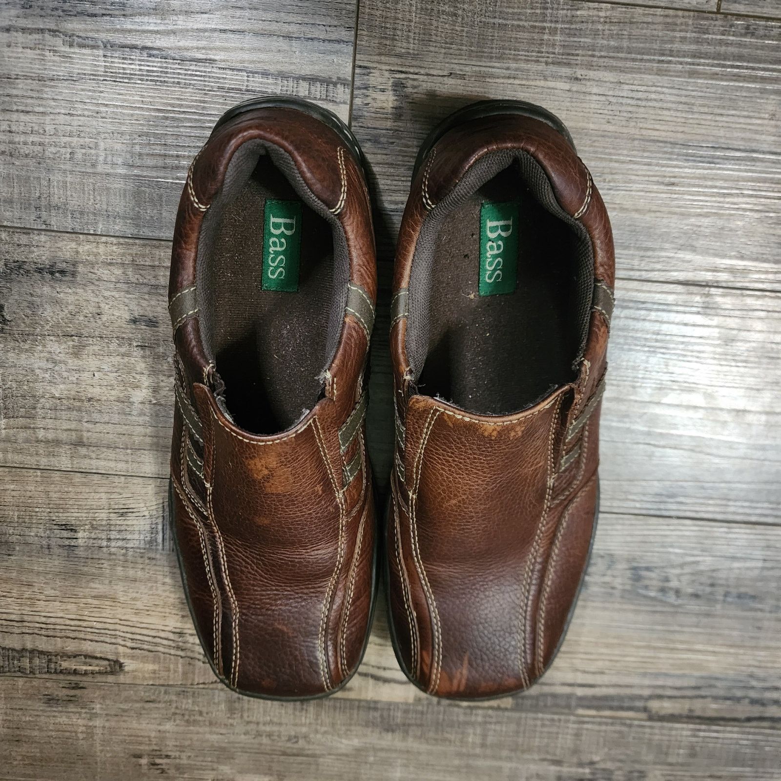 Bass Men Bass Stewart brown leather loafer shoe sz 9M 1297200 B42 Size US 9 / EU 42 - 2 Thumbnail