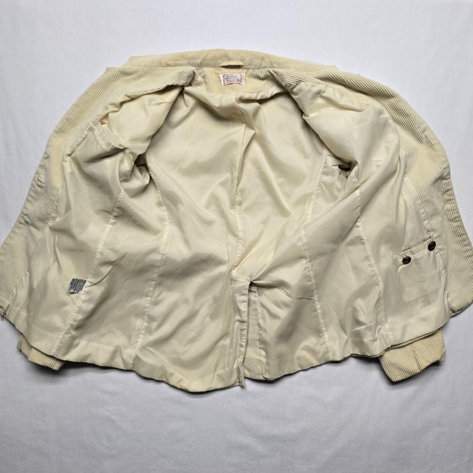 Vintage Vintage Corduroy Blazer 7/8 Cream Pockets Notch Lapel Jacket Size M / US 6-8 / IT 42-44 - 6 Thumbnail