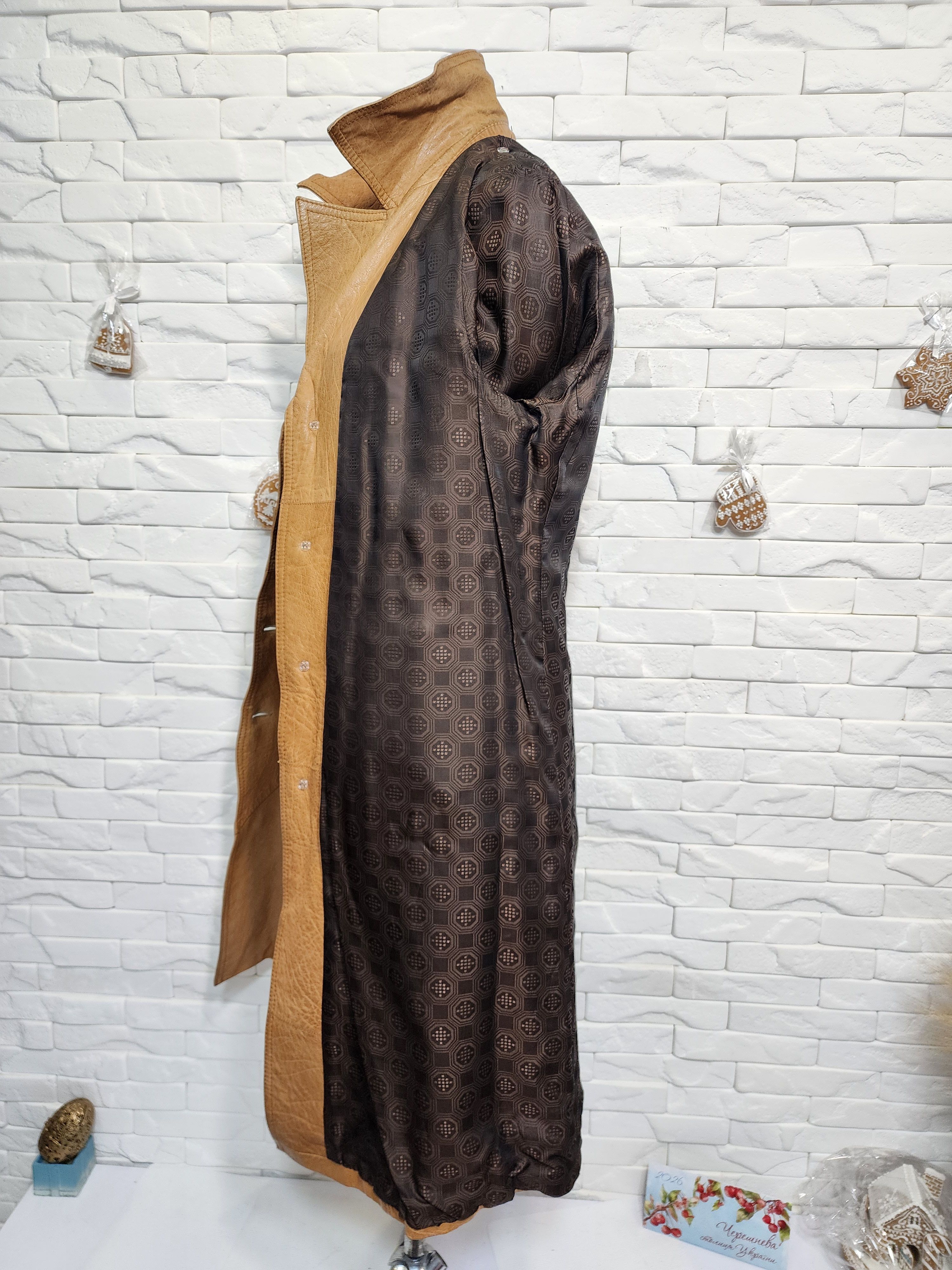 Genuine Leather Brown Genuine Leather Men's Coat with Belt Size US L / EU 52-54 / 3 - 10 Thumbnail