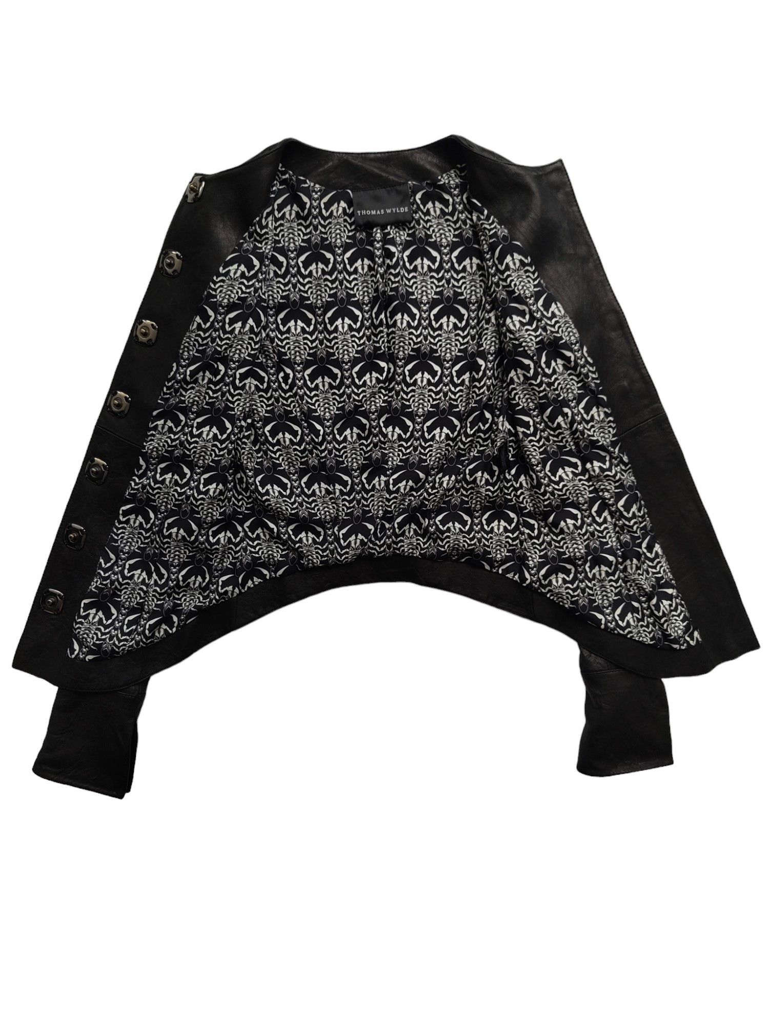 Thomas Wylde Thomas Wylde Black Round Neck Lamb Leather Jacket Size M / US 6-8 / IT 42-44 - 3 Thumbnail