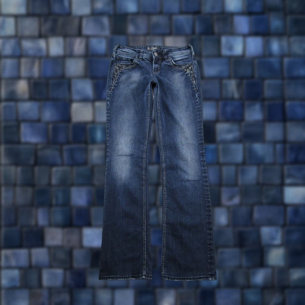 Silver Jeans Co. Silver Jeans Co Suki 17" Selvedge Denim Blue Stretch Jeans Womens Size 28x33 Size 28" / US 6 / IT 42 - 1 Thumbnail