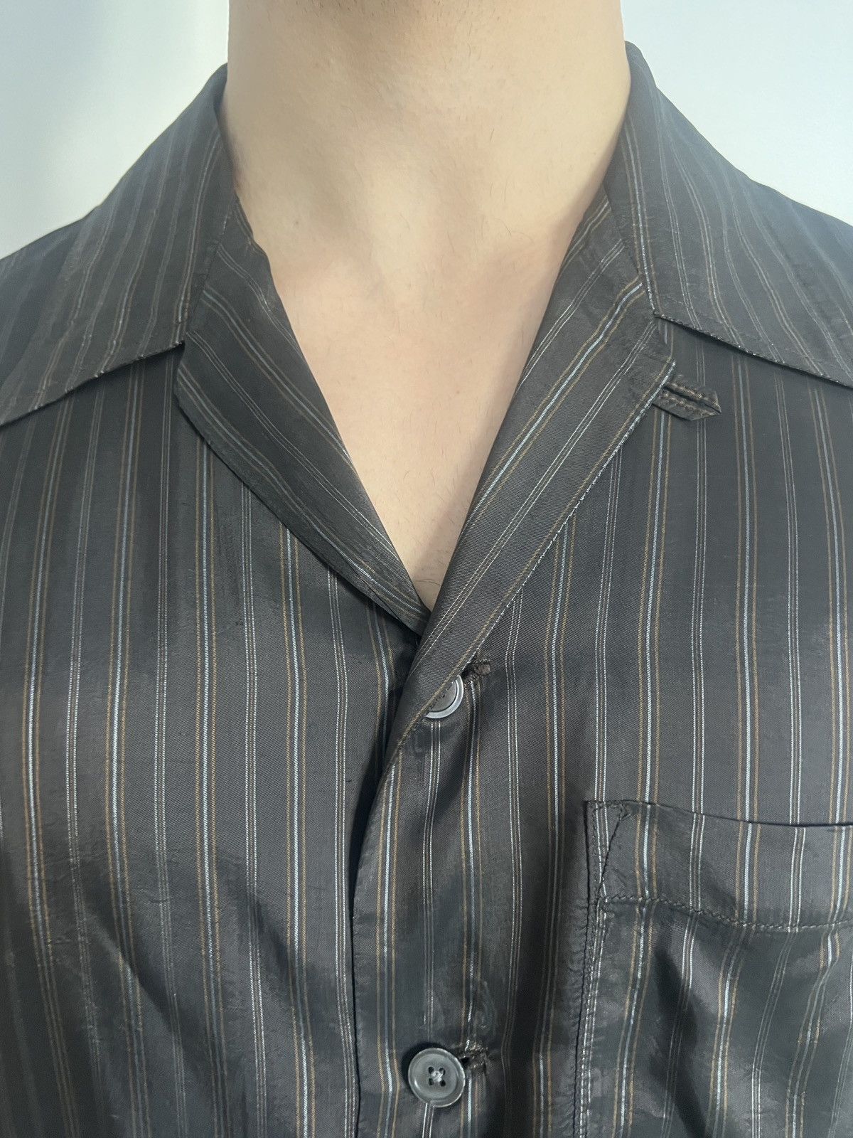Our Legacy Our Legacy Camp-Collar Striped Shirt Brown Size US S / EU 44-46 / 1 - 3 Thumbnail