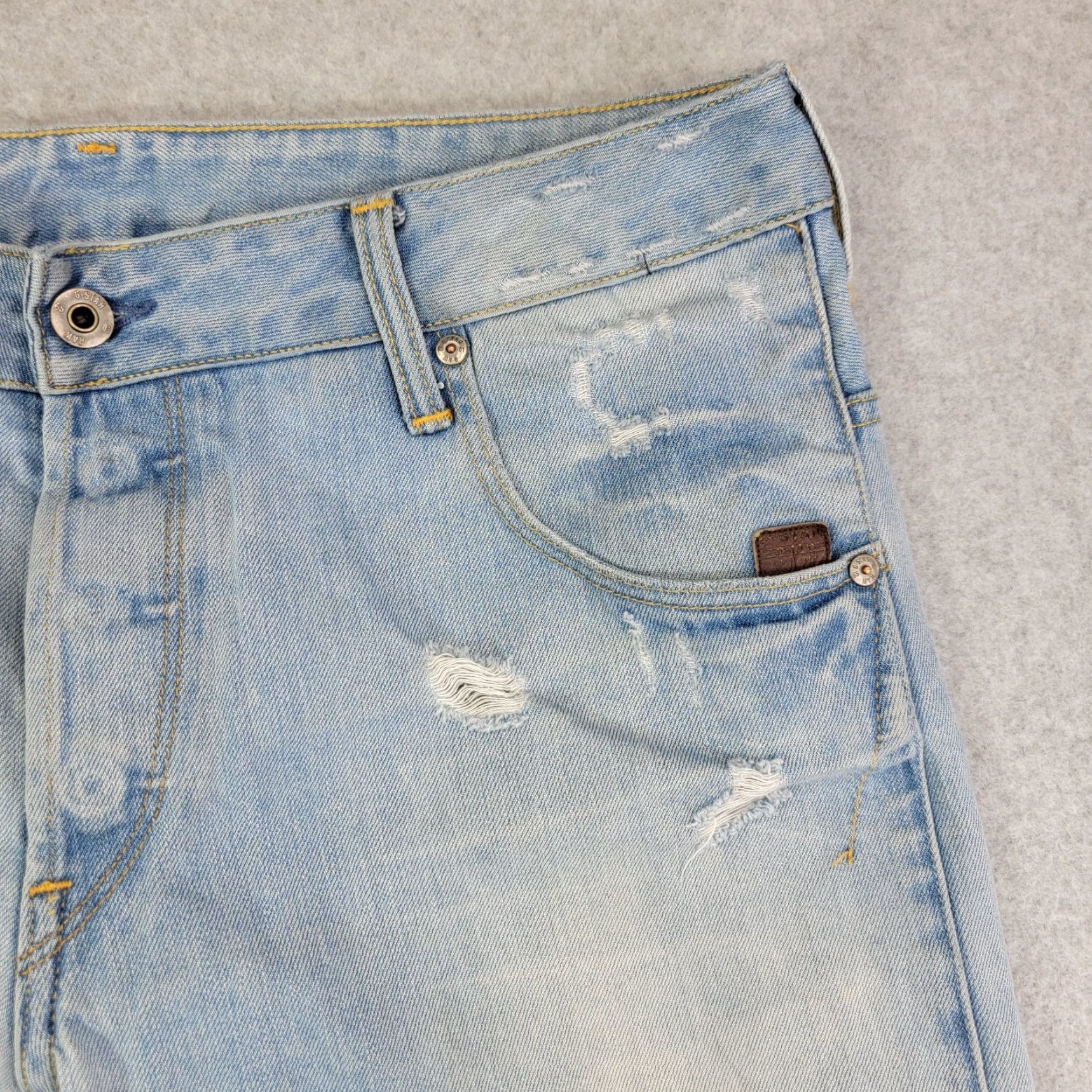 G-Star G STAR ARC 3D SLIM MENS LIGHT BLUE JEANS SIZE W32 L32 distressed button fly Size US 32 / EU 48 - 3 Thumbnail