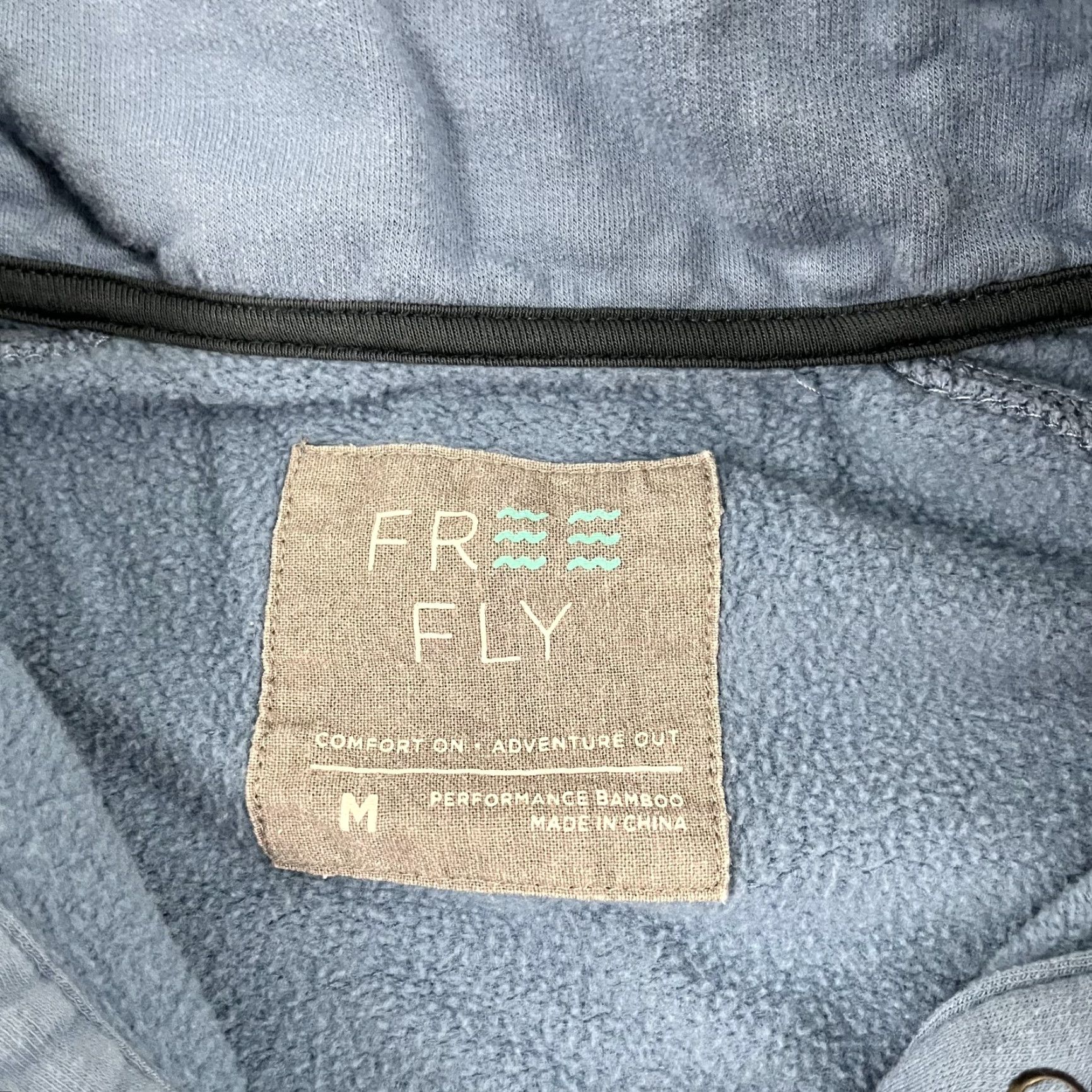 Vintage Free Fly Womens Medium Blue Henley Quarter Snap Hiking Sweater Jacket Pullover Size M / US 6-8 / IT 42-44 - 3 Thumbnail