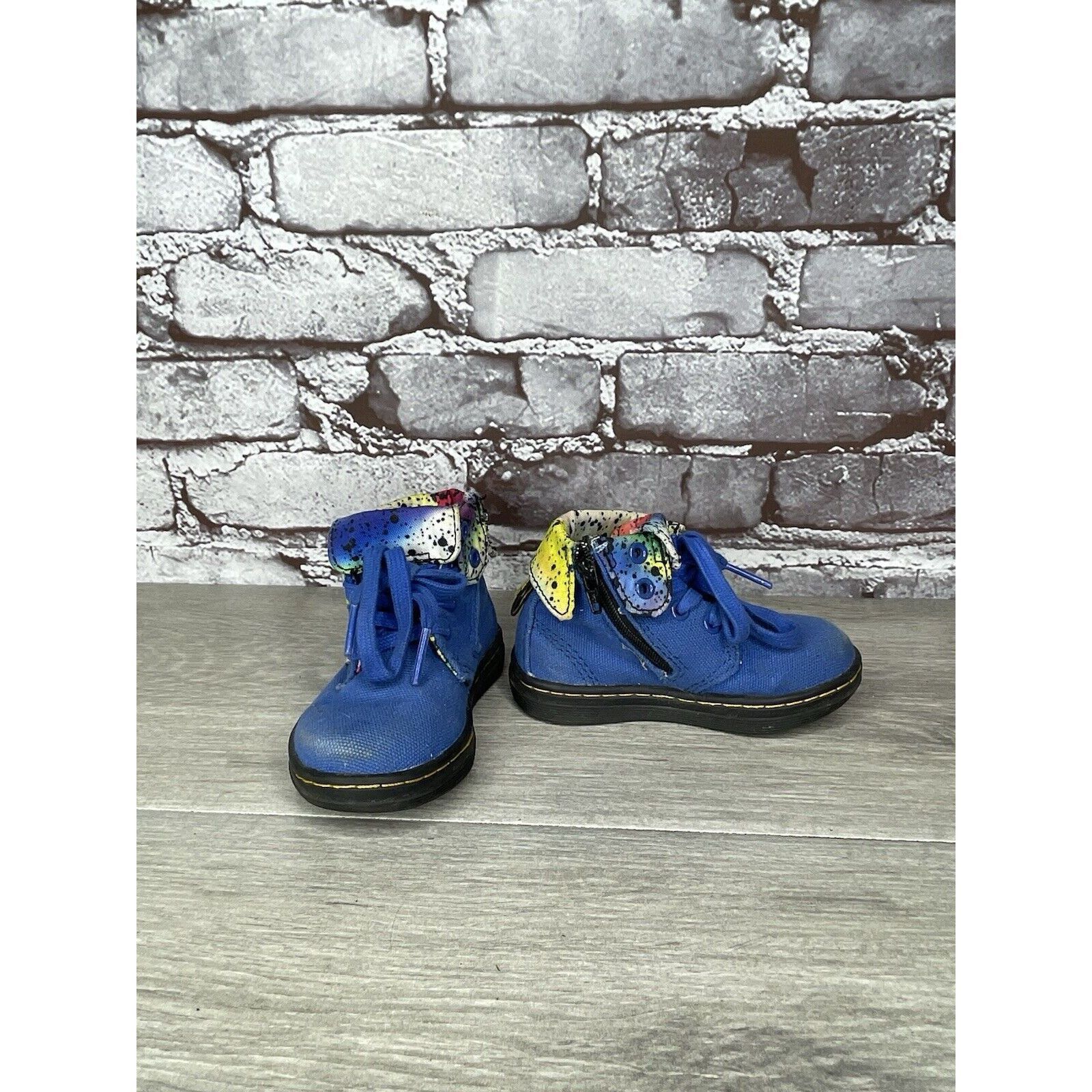 Dr. Martens DR MARTENS BLUE CANVAS Clover Fold Down BOOTS YOUTH AIR WALK Size US 6.5 / IT 36.5 - 3 Thumbnail