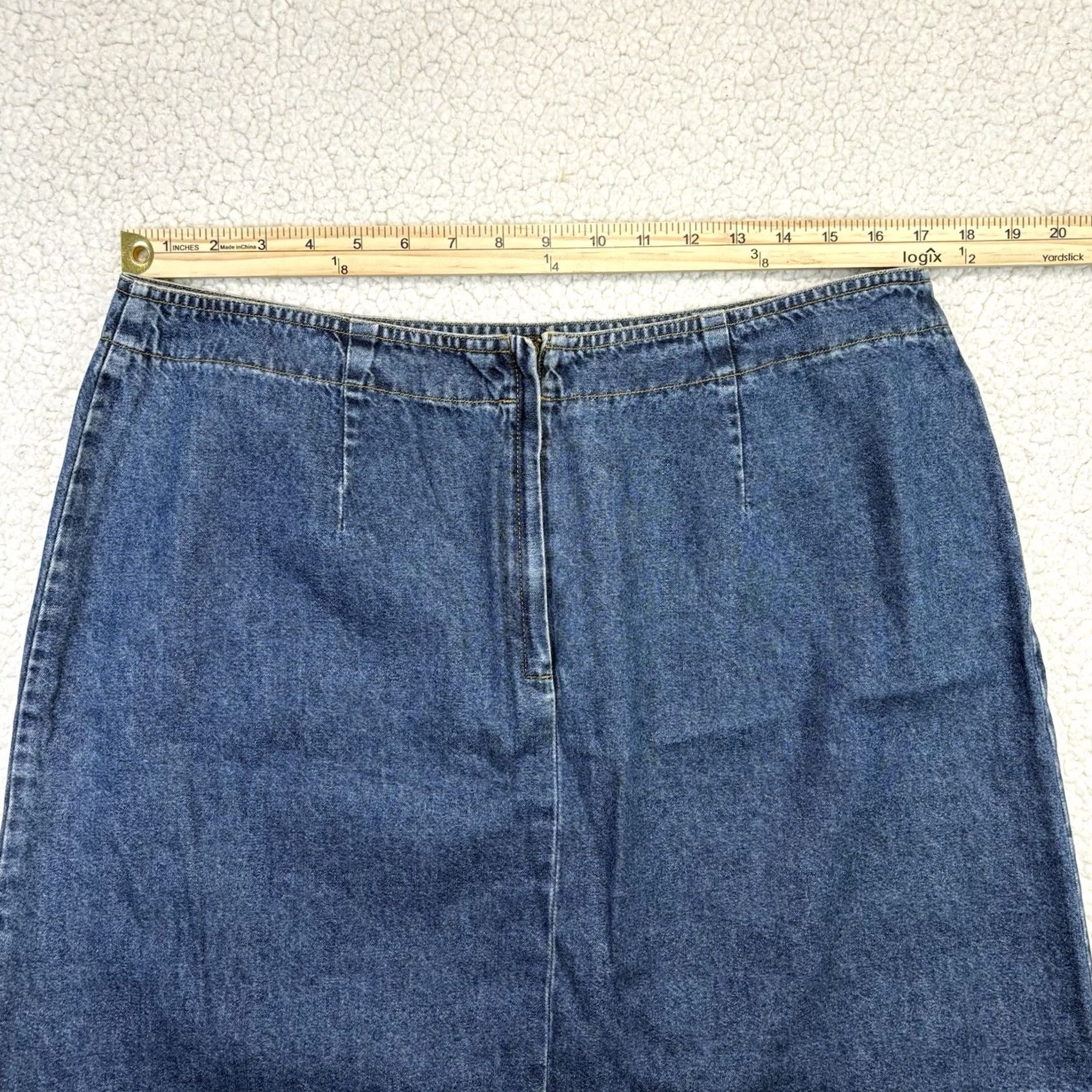 Route 66 VINTAGE Route 66 Denim Skirt Mini 17/18 Plus Blue Floral Embroidered Slit 90s Y2k Bohemian Western Womens Size 38" / US 16 / IT 52 - 6 Thumbnail