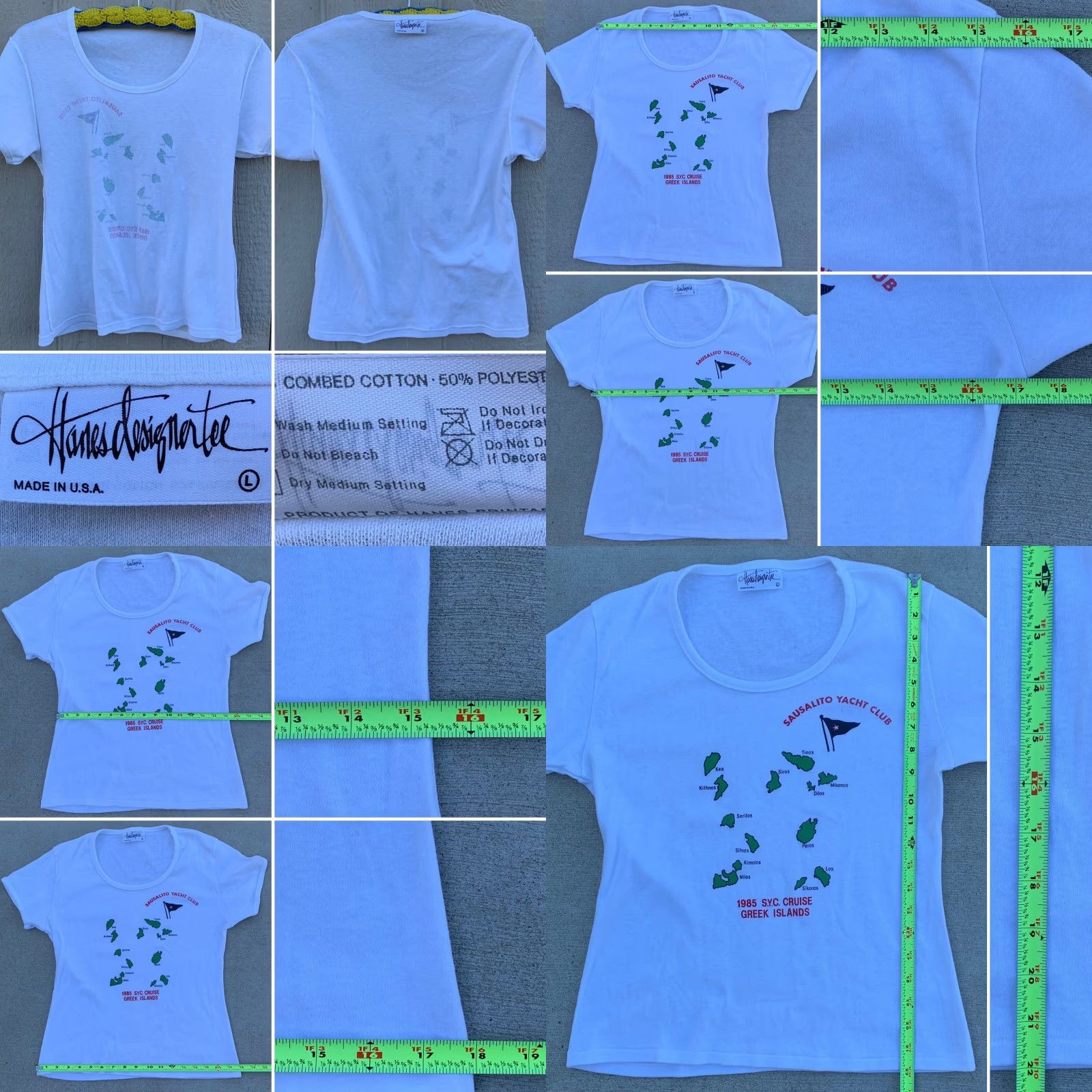 Hanes Vintage Sausalito Yacht Club 1985 SYC Cruise Greek Islands T Shirt Ladies L White Hanes 80s Athletic Shirt Womens Vintage 1980s Mens Womens Size L / US 10 / IT 46 - 8 Thumbnail