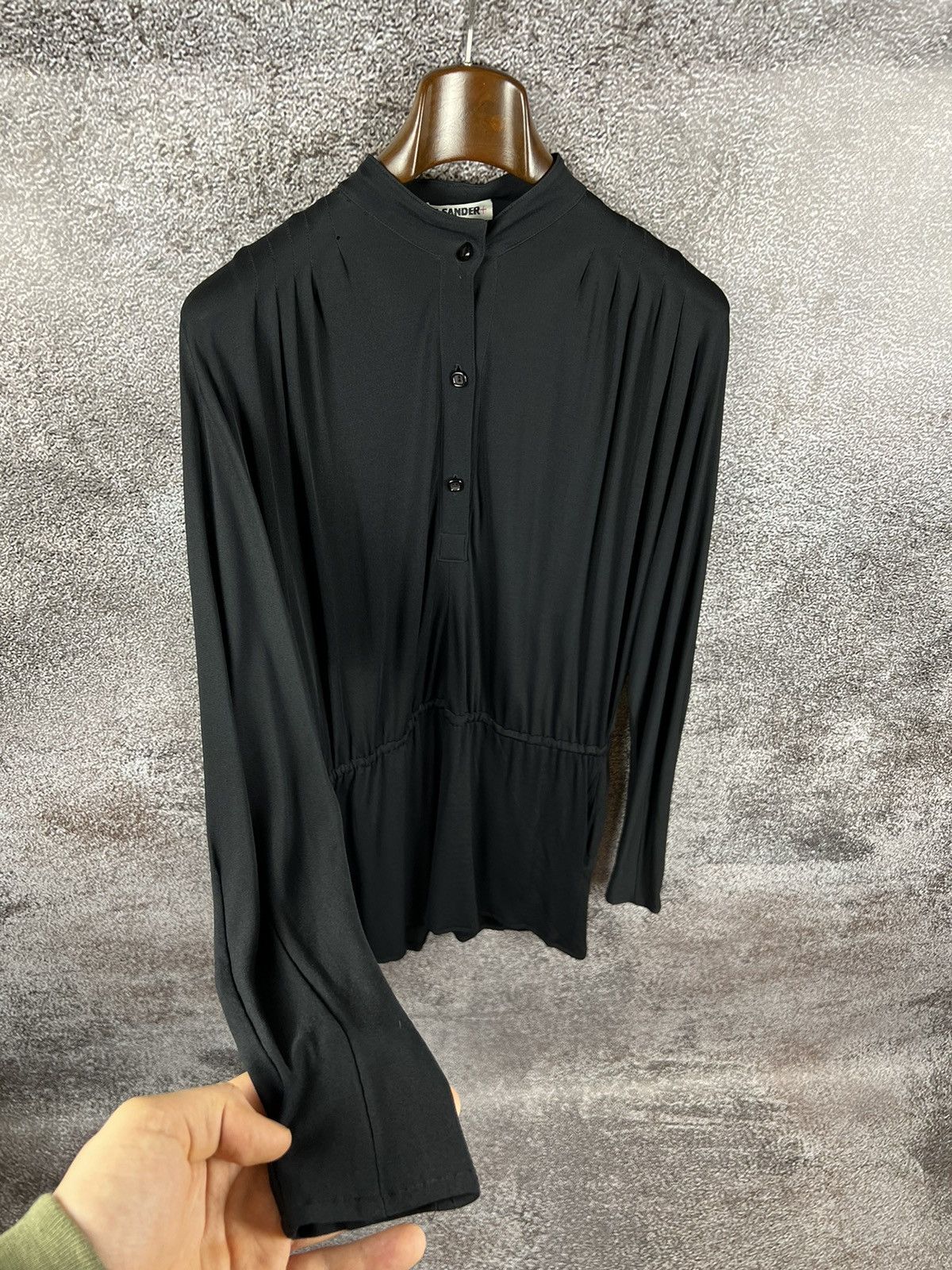 Designer × Jil Sander 90s Jil Sander black vintage viscose tunic dress pleated Size S / US 4 / IT 40 - 13 Thumbnail