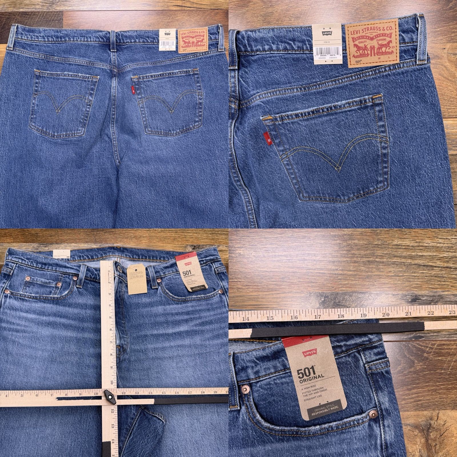 Levi's Levi's 501 Jeans Womens 18W High Rise Stretch Straight 5-Pocket Denim Blue NWT Size 40" / US 18 - 9 Thumbnail
