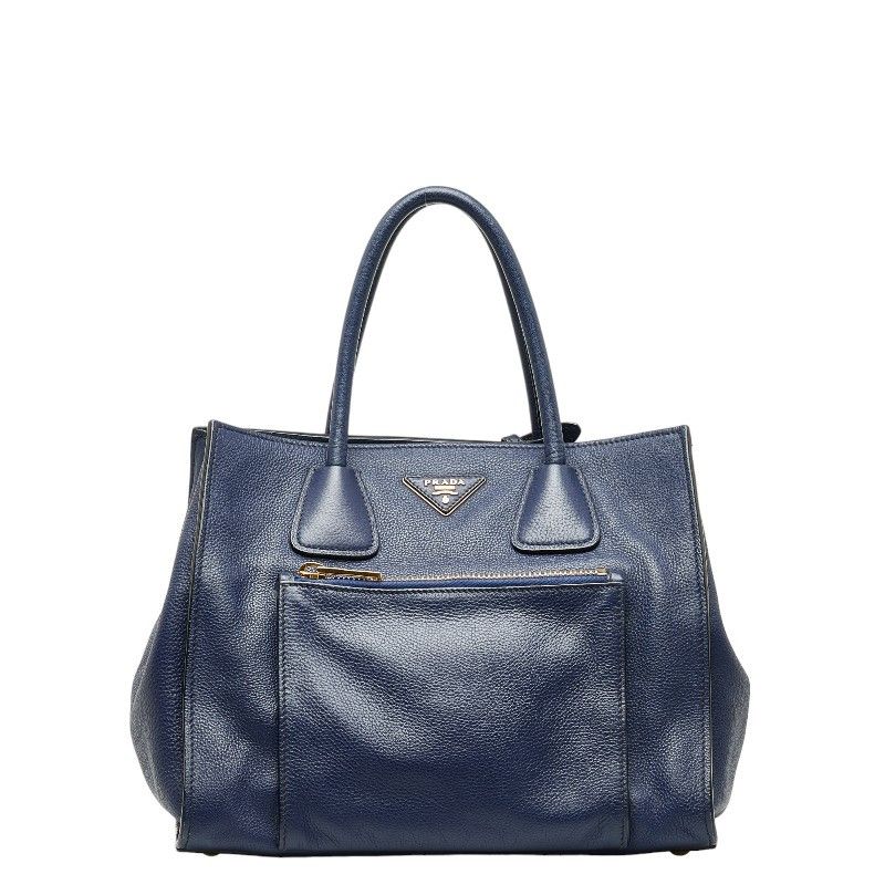 image of Prada Leather Handbag in Blue, Women's