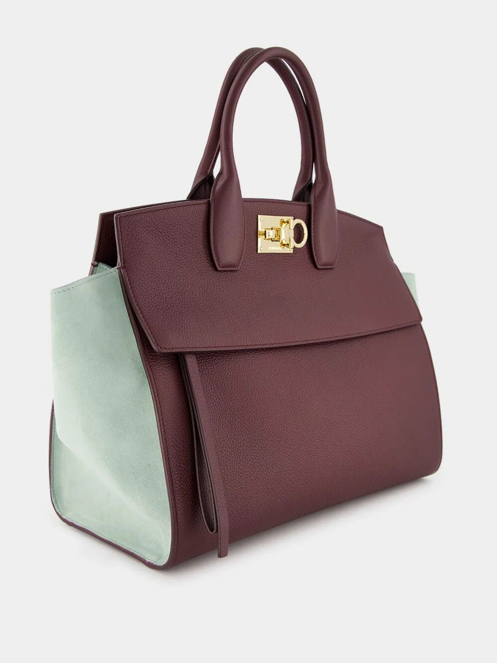Salvatore Ferragamo o1s1rm0924 Size: OS / Studio Leather Bag in Dark Barolo/Sage Size ONE SIZE - 2 Thumbnail