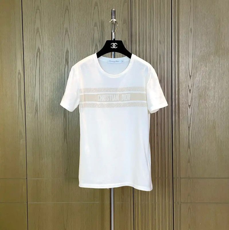 Dior Dior White Cotton Blend Summer T-Shirt 0089 Size XS / US 0-2 / IT 36-38 - 1 Thumbnail
