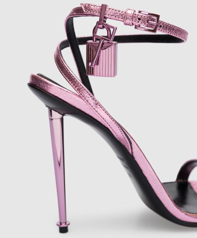 Tom Ford o1loc1c0924 W2748J Padlock Naked Sandals in Metalic Pink Size US 8 / IT 38 - 5 Thumbnail