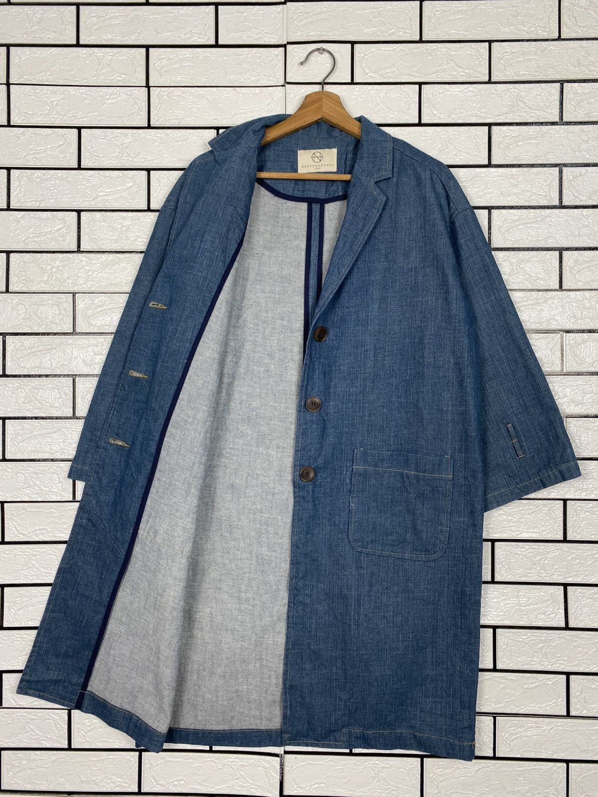 Indigo 🔥VINTAGE DENIM INDIGO CHORE JACKET NEW YORK STORY Size US M / EU 48-50 / 2 - 12 Thumbnail