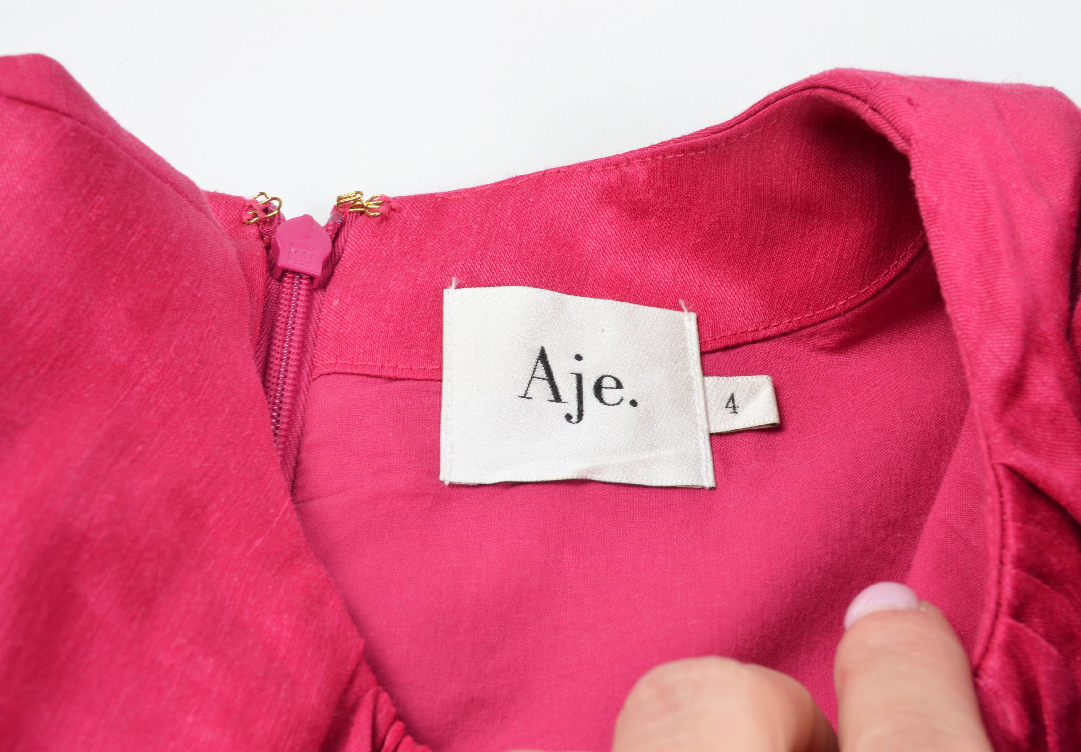 Aje Aje Coquette Linen Blend Puff Sleeve Cocktail Party Dress Size XS / US 0-2 / IT 36-38 - 8 Thumbnail