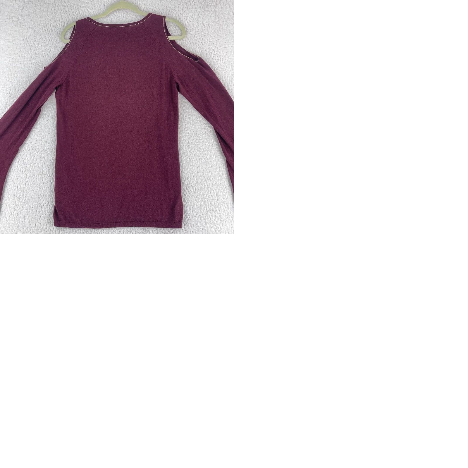 White House Black Market White House Black Market Shirt Womens XL Maroon Cold Shoulder Long Sleeve Crew Neck Blouse Size XL / US 12-14 / IT 48-50 - 9 Thumbnail
