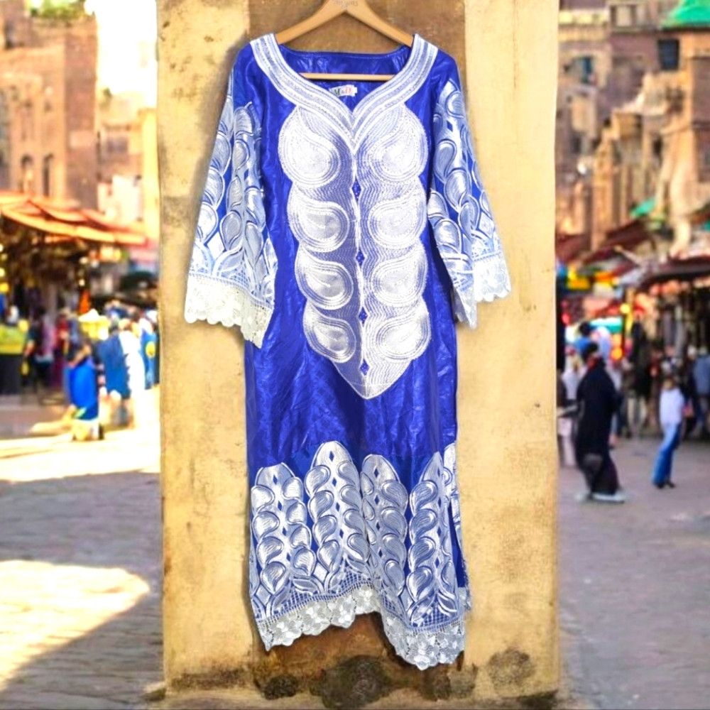 Other Elaborate Blue and White Kaftan Dress Lace and Rhinestone 4 Size 4XL / US 24-26 - 1 Thumbnail