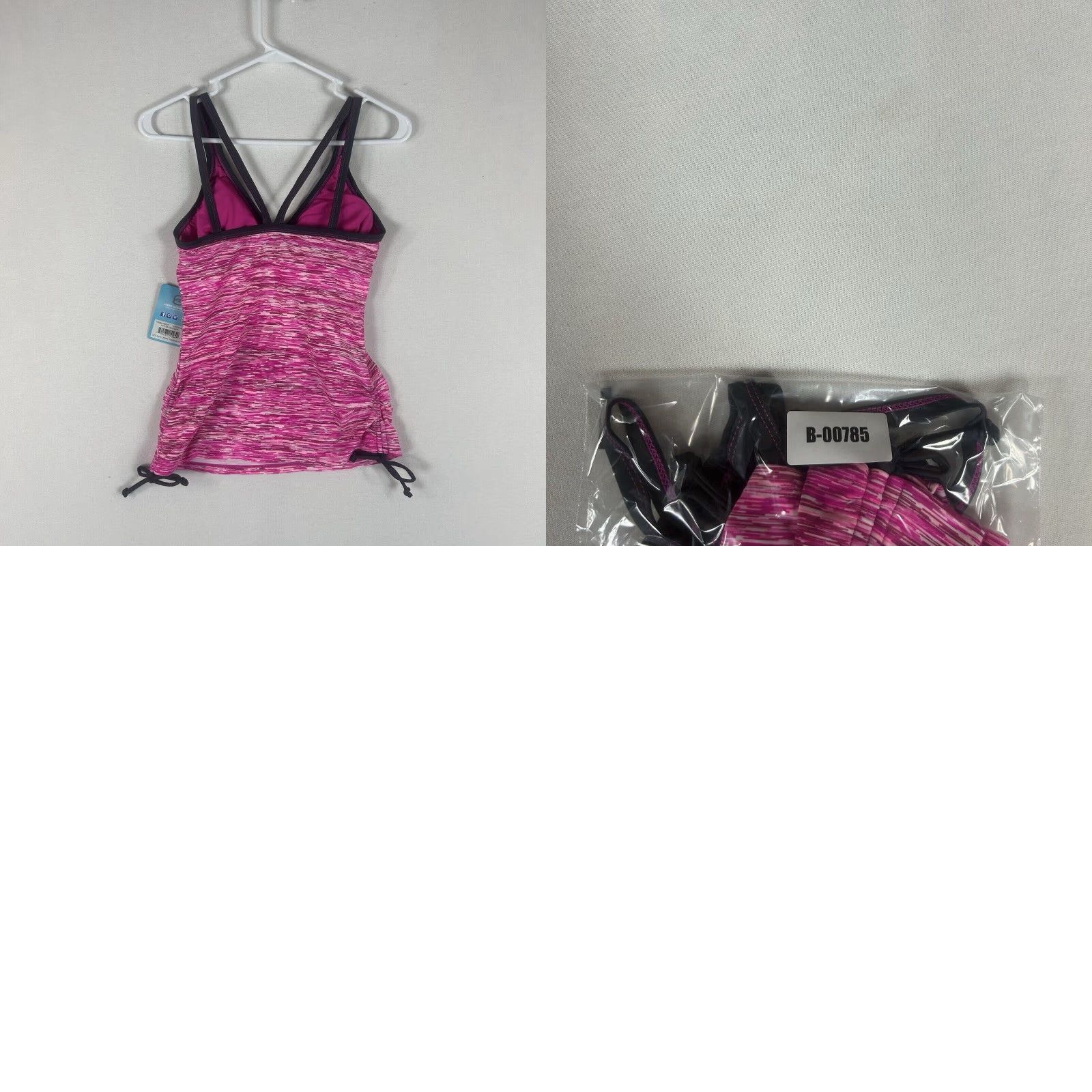 Free Country Free Country Tankini Swim Top Womens S Pink Striped Padded NWT Size S / US 4 / IT 40 - 8 Thumbnail