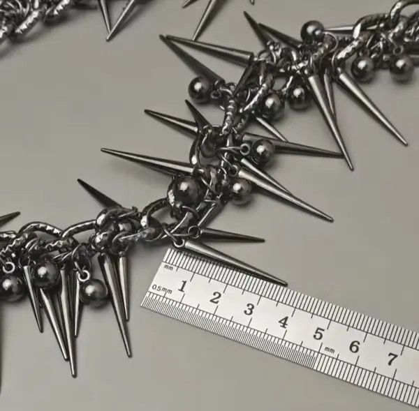 Japanese Brand Retro streetwear punk rivet spike pants pocket chain Size ONE SIZE - 3 Thumbnail