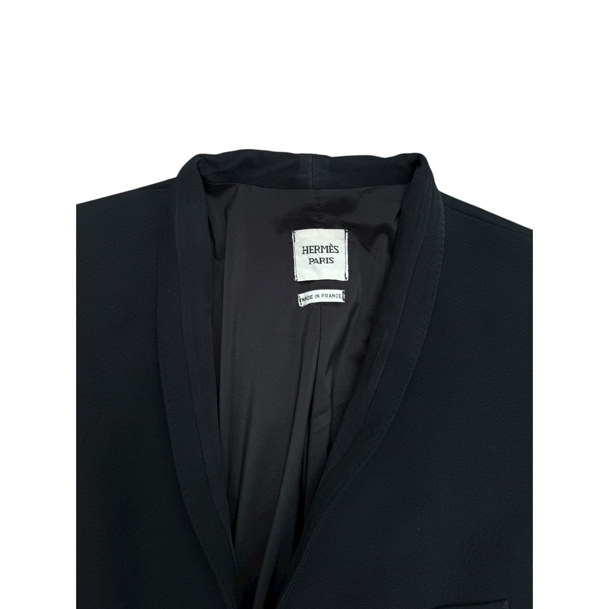 Hermes Black Silk Blazer Jacket Size M / US 6-8 / IT 42-44 - 6 Thumbnail